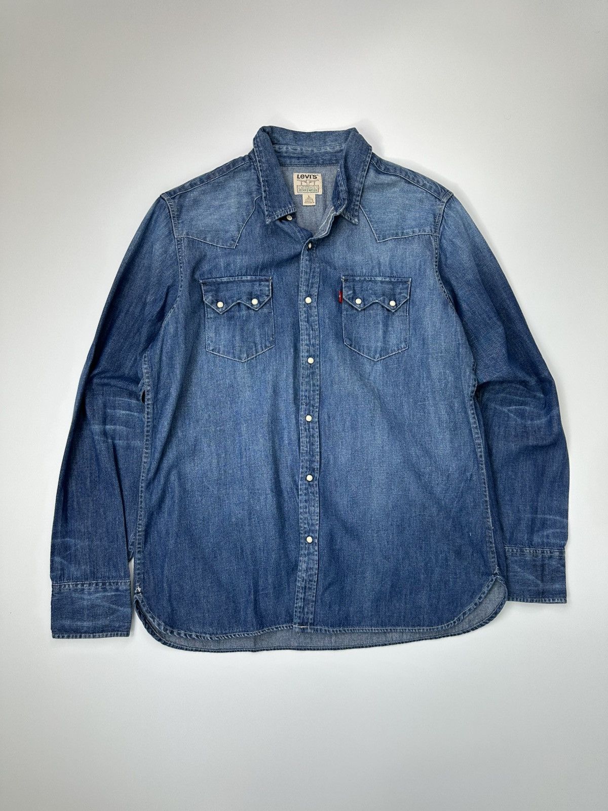 Levi's Vintage Levis Snap Shirt Denim Blue Size US L / EU 52-54 / 3 - 1 Thumbnail