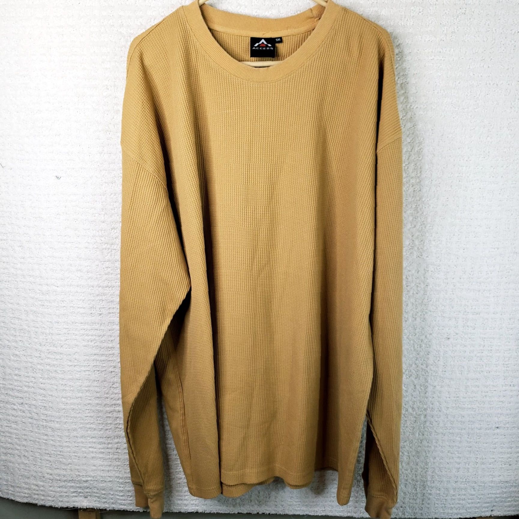 Vintage Access T-Shirt 5XL Long Sleeve Crew Neck Waffle Knit Thermal Camel Tan Big & Tall Mens Size US XXL / EU 58 / 5 - 2 Thumbnail
