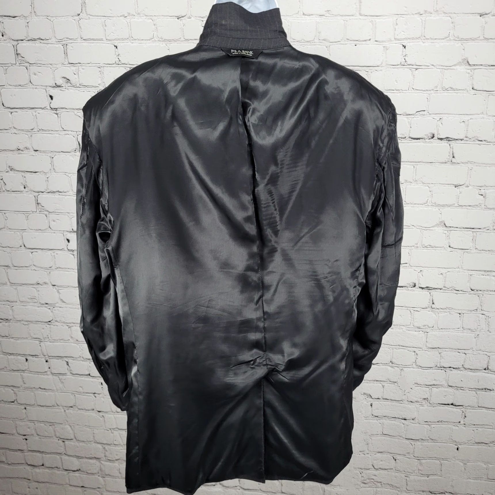 Jos. A. Bank Jos A Bank Black 100% Wool Pinstriped 2 Button Notch Blazer Sport Coat 44L Size 44R - 6 Thumbnail