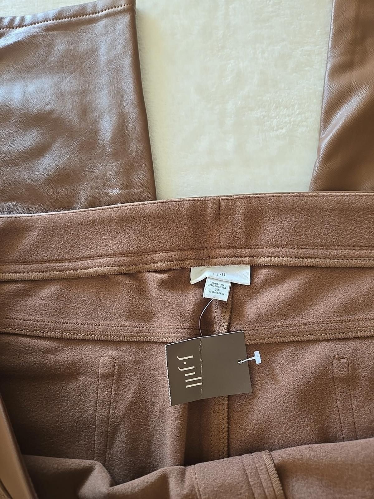 Other NWT J. Jill Womens Brown Pull On Faux Leather Pants Size 3X Size 42" / US 20 - 2 Thumbnail