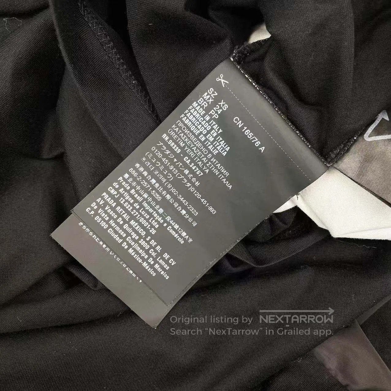 Prada Prada 23SS letter logo splicing crew neck short sleeves| Size XS / US 0-2 / IT 36-38 - 4 Thumbnail