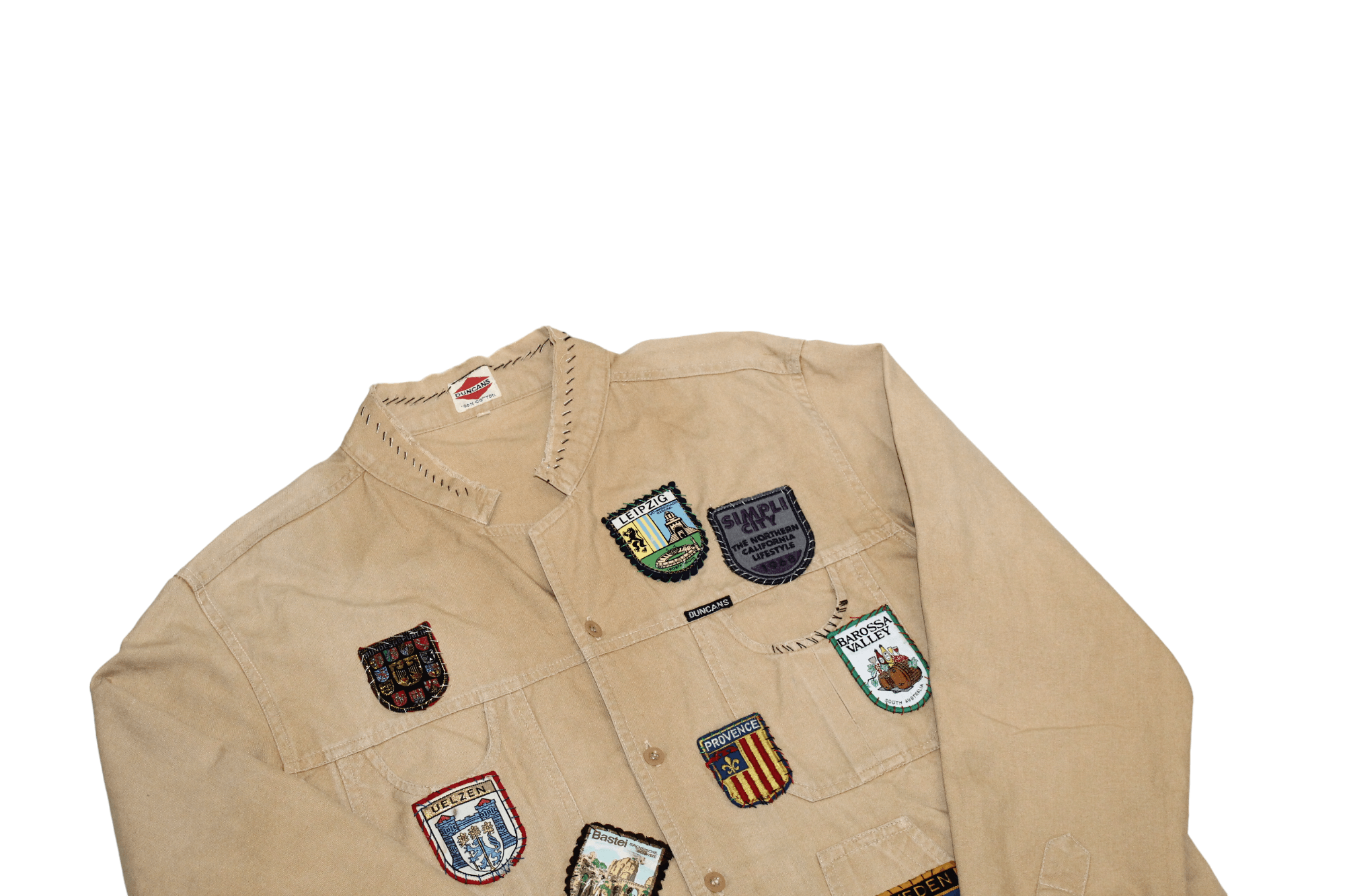 Japanese Brand 60's 70's DUNCANS World Tour Patches Sun Faded Chore Jacket Size US L / EU 52-54 / 3 - 7 Thumbnail