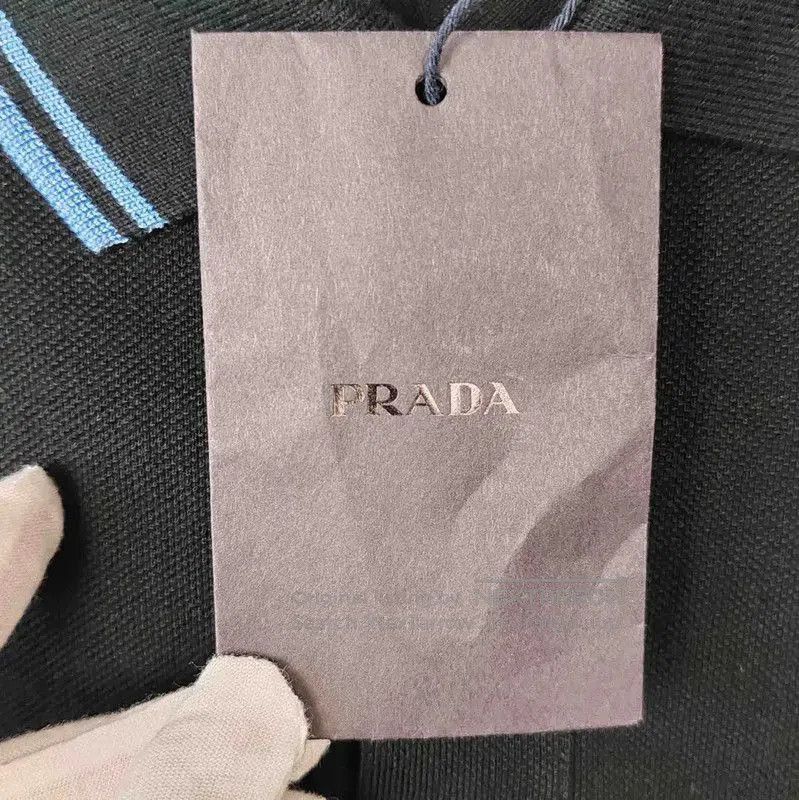 Prada Prada Men's Black Polo Shirt with Blue Accents. Size US M / EU 48-50 / 2 - 3 Thumbnail
