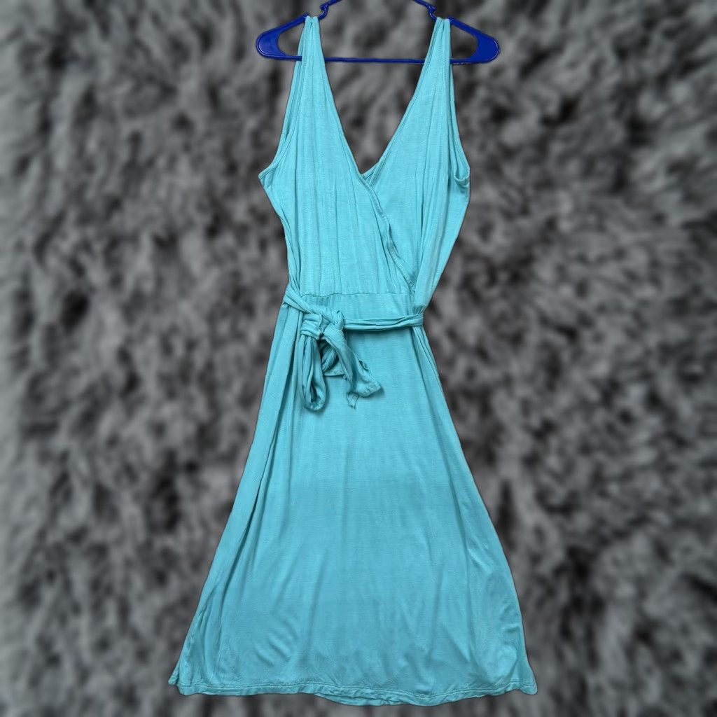 Vintage VINTAGE Newport News Dress XS Belted Maxi Wrap Dress Sleeveless V-Neck Blue Women Casual Travel 90s? 2000s? (note: question). Size XS / US 0-2 / IT 36-38 - 1 Thumbnail