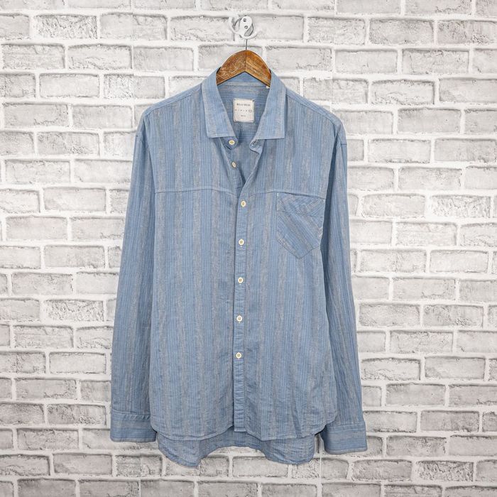 Billy Reid Billy Reid Slim cut Cotton Linen Button up Shirt Blue