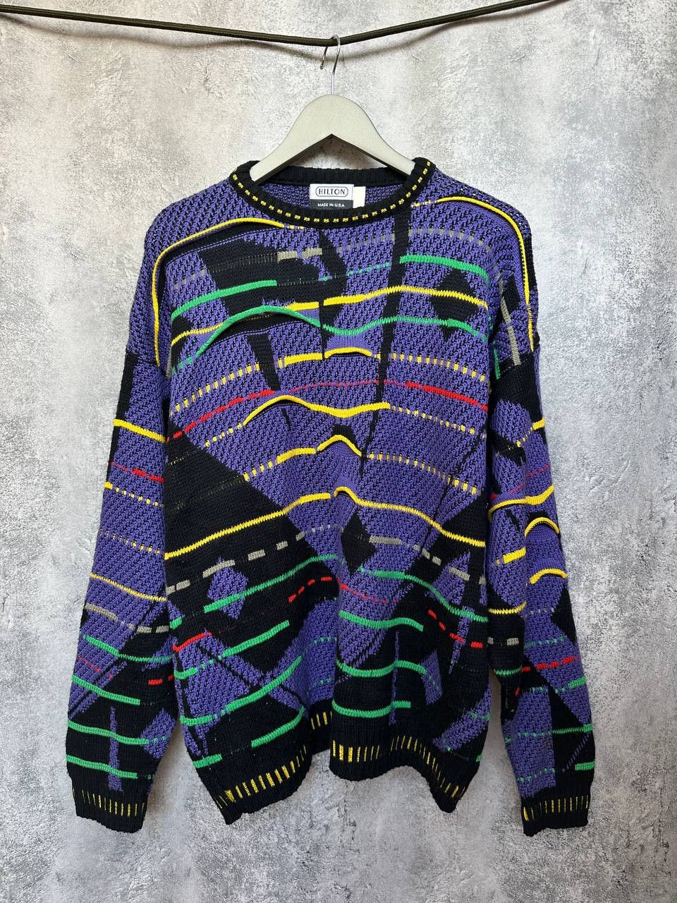 Coogi Hilton Coogi Style Knit Sweater USA 90s Acrylic Cubist Face Size US XL / EU 56 / 4 - 2 Thumbnail