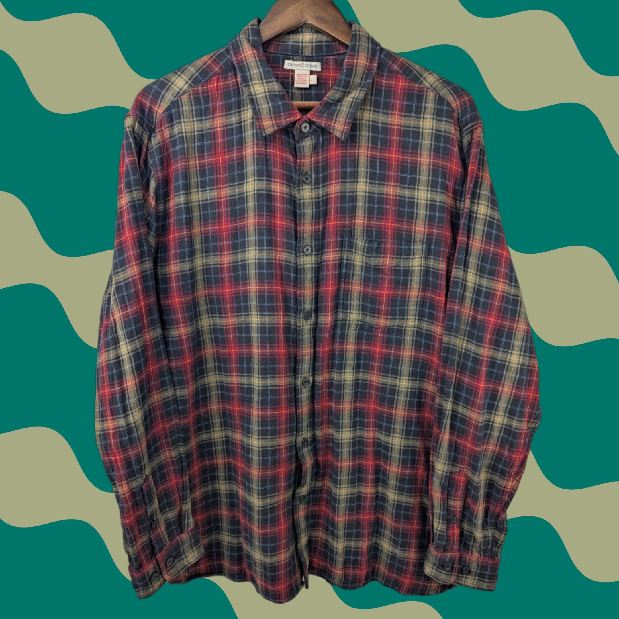 Carbon2Cobalt Carbon 2 Cobalt Shirt Men's Large Red Plaid Flannel Double Layer Outdoor 133093 Size US L / EU 52-54 / 3 - 1 Thumbnail