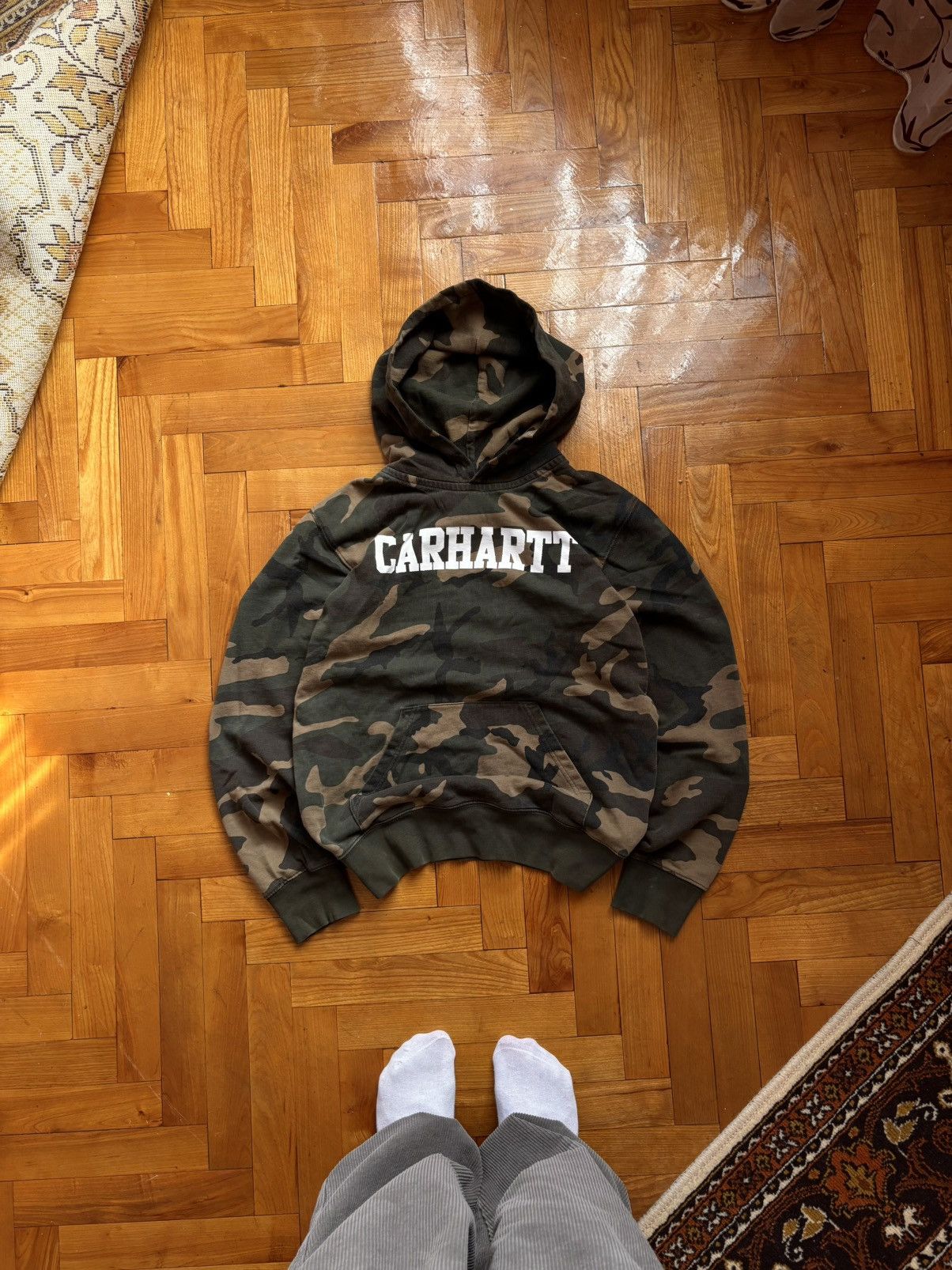Carhartt Vintage Streetwear Carhartt Big Logo Camo Hoodie Size US S / EU 44-46 / 1 - 2 Thumbnail