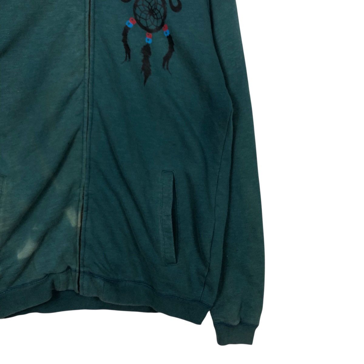 Japanese Brand Vintage LockHeaven Teal Zip Hoodie Embroidered Dreamcatcher Size US L / EU 52-54 / 3 - 6 Thumbnail