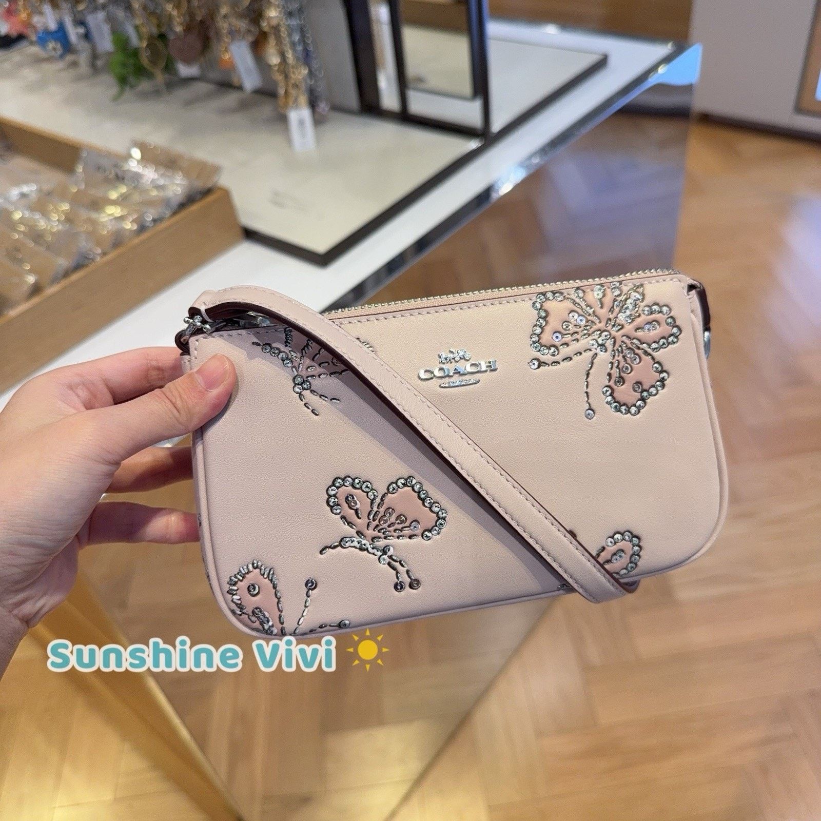 Coach NWT Coach Nolita 19 Sparkly Butterfly CCF58 Silver SEASHELL Size ONE SIZE - 1 Thumbnail
