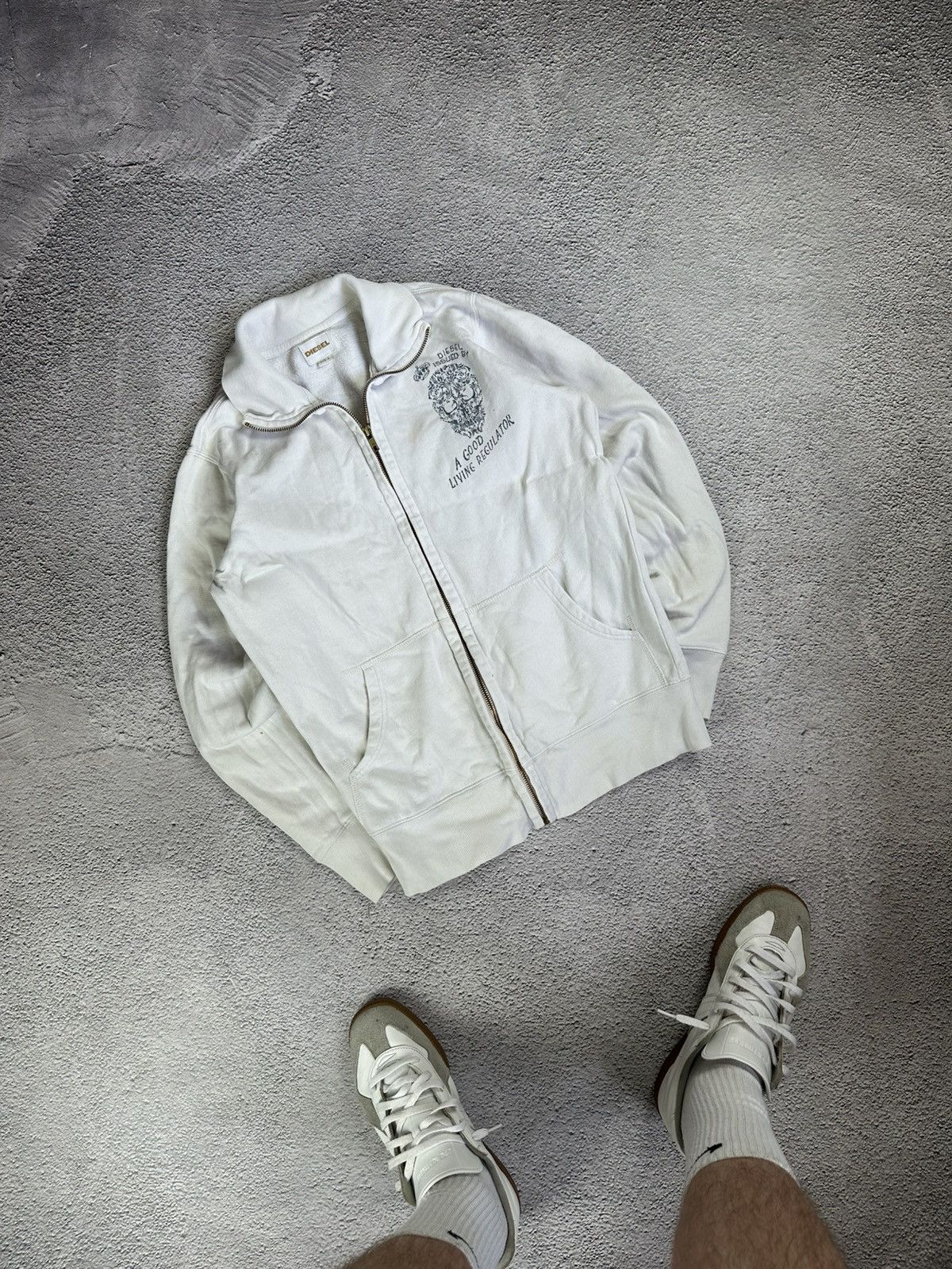 Diesel × Vintage Vintage Diesel Industry Zip Hoodie Y2K Distressed Faded Size S / US 4 / IT 40 - 2 Thumbnail