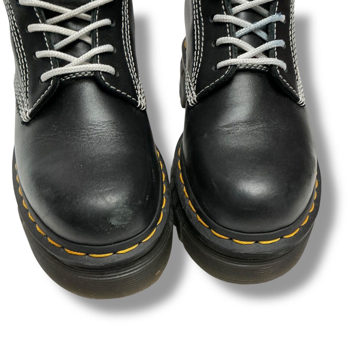 Dr. Martens Dr. Martens Audrick White Stitch Leather Platform Boots Size US 6 / IT 36 - 3 Thumbnail