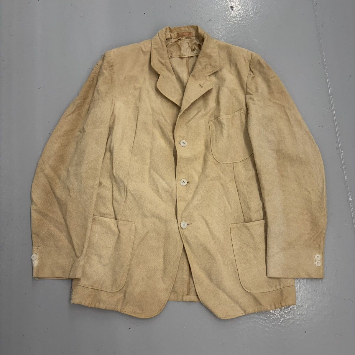 Other Vintage 40s Palm Beach Cream Linen Distressed Suit Size 40R - 2 Thumbnail