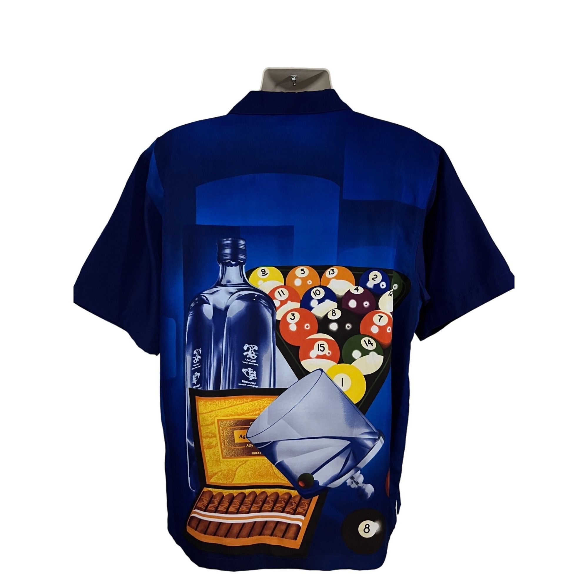 Vintage Blue Graphic Billiards Pool Cocktails Cigars Button Shirt Size US M / EU 48-50 / 2 - 1 Thumbnail