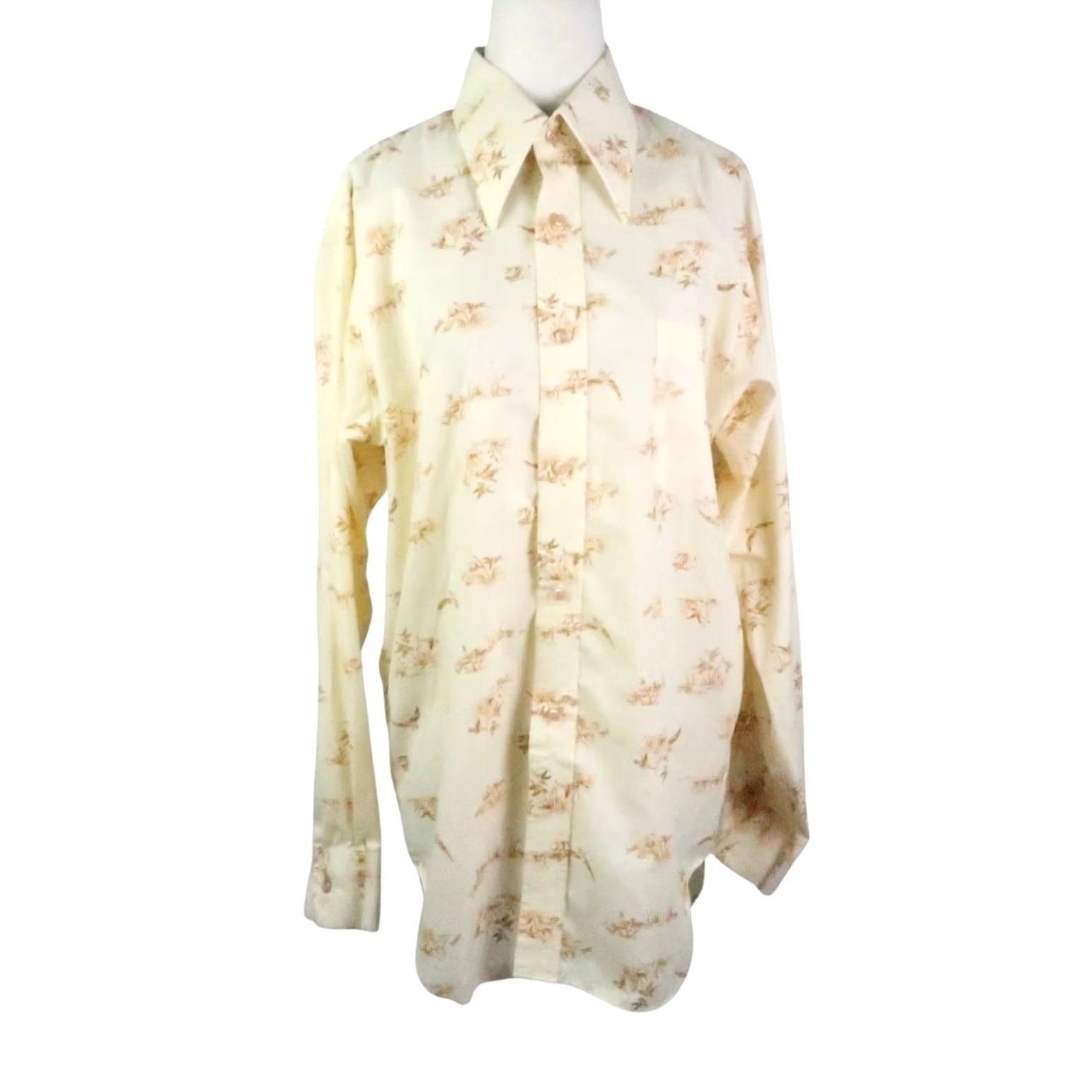 Vintage VINTAGE Nevarda Men's Western Shirt Yellow Duck Bird 70s 80s Button-Up Long Sleeve Snap Collar M Regular Cotton Polyester Cowboy Animals Men Size US M / EU 48-50 / 2 - 2 Thumbnail