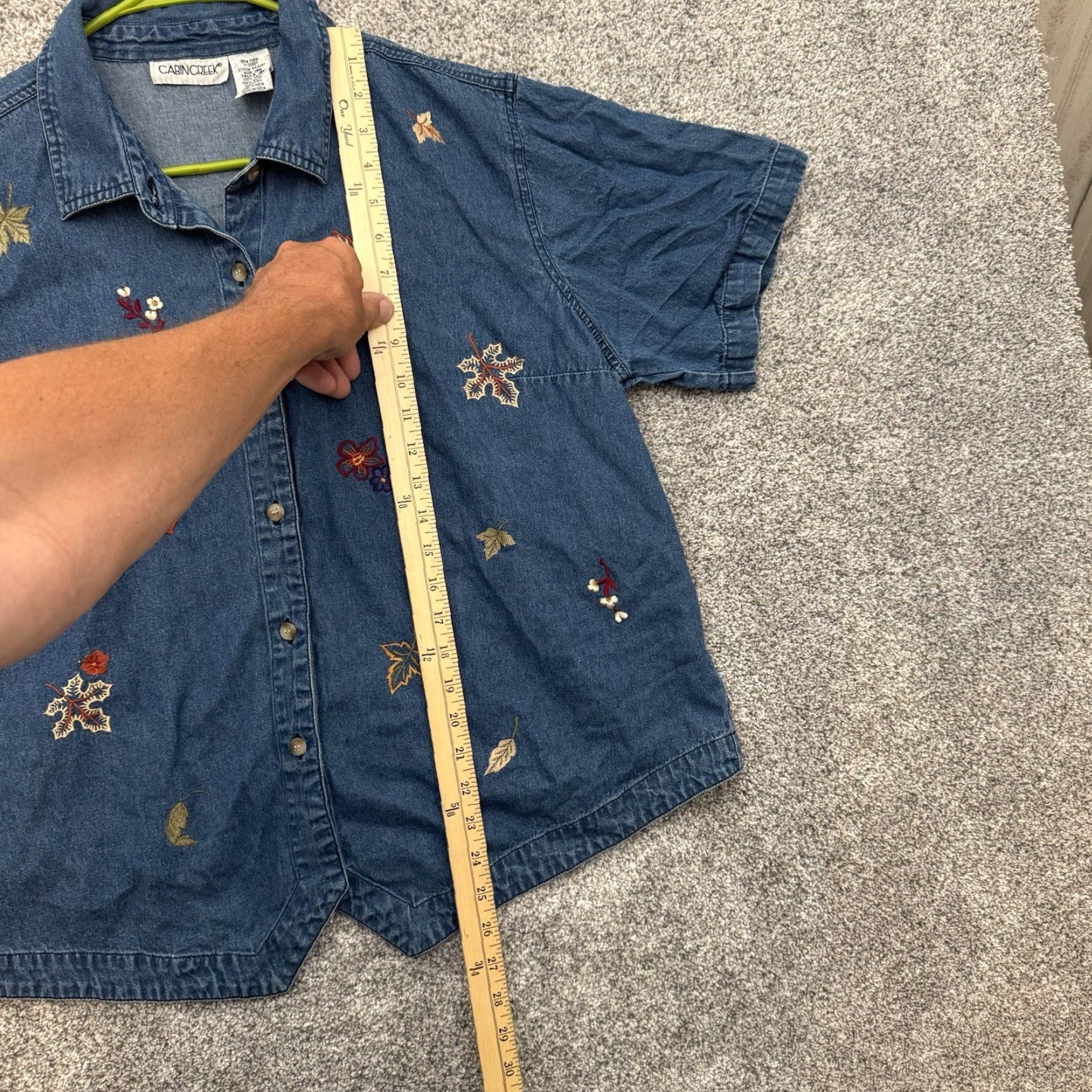 Denime VINTAGE Cabin Creek Denim Shirt 18W Plus Embroidered Autumn Leaves 90s Y2K Farm Shirt Women Size XXL / US 16-18 / IT 52-54 - 2 Thumbnail