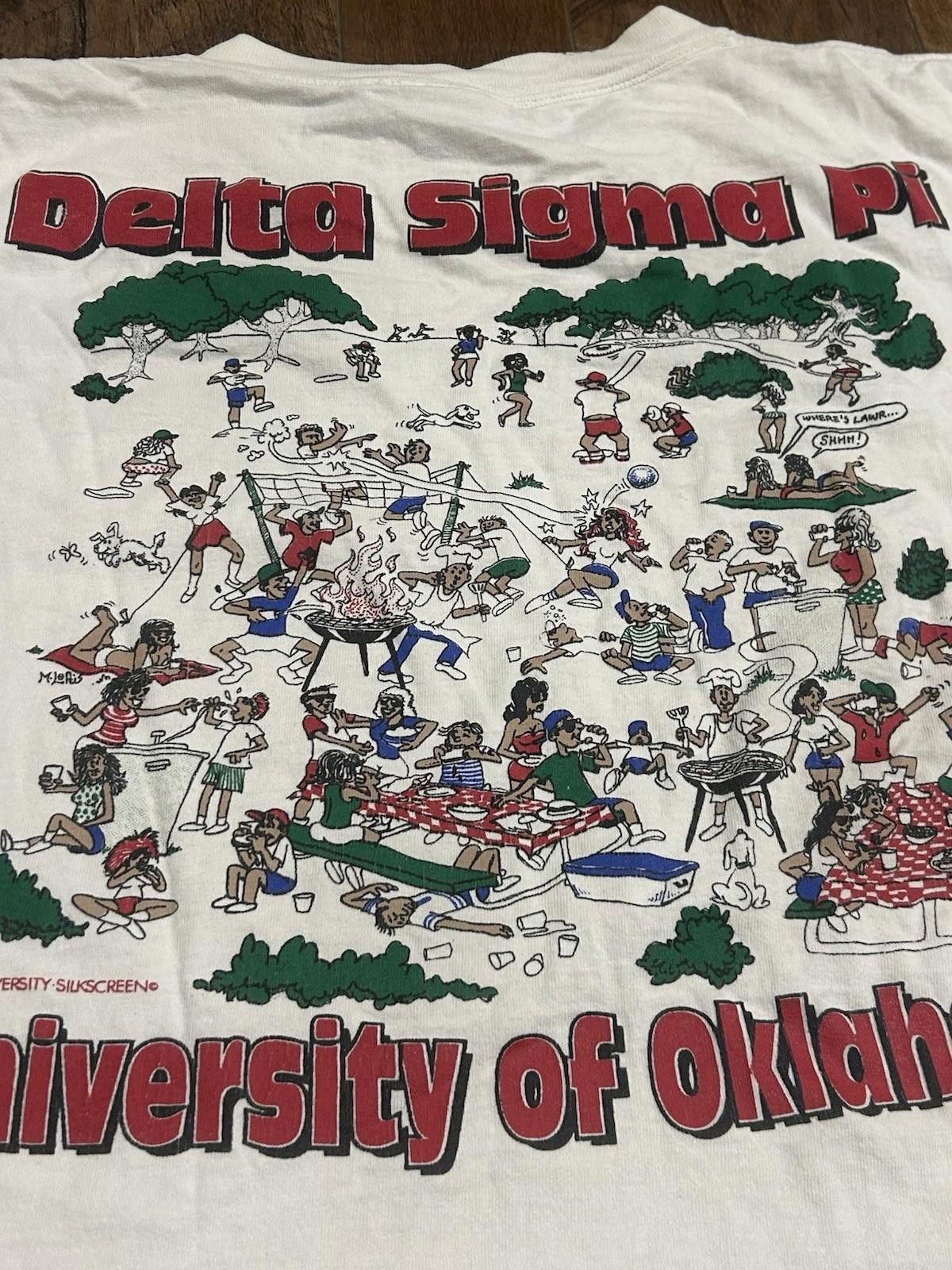 Delta Vintage 90s Oklahoma Sooners Fraternity T-Shirt Boxy L 23x24 Size US L / EU 52-54 / 3 - 3 Thumbnail