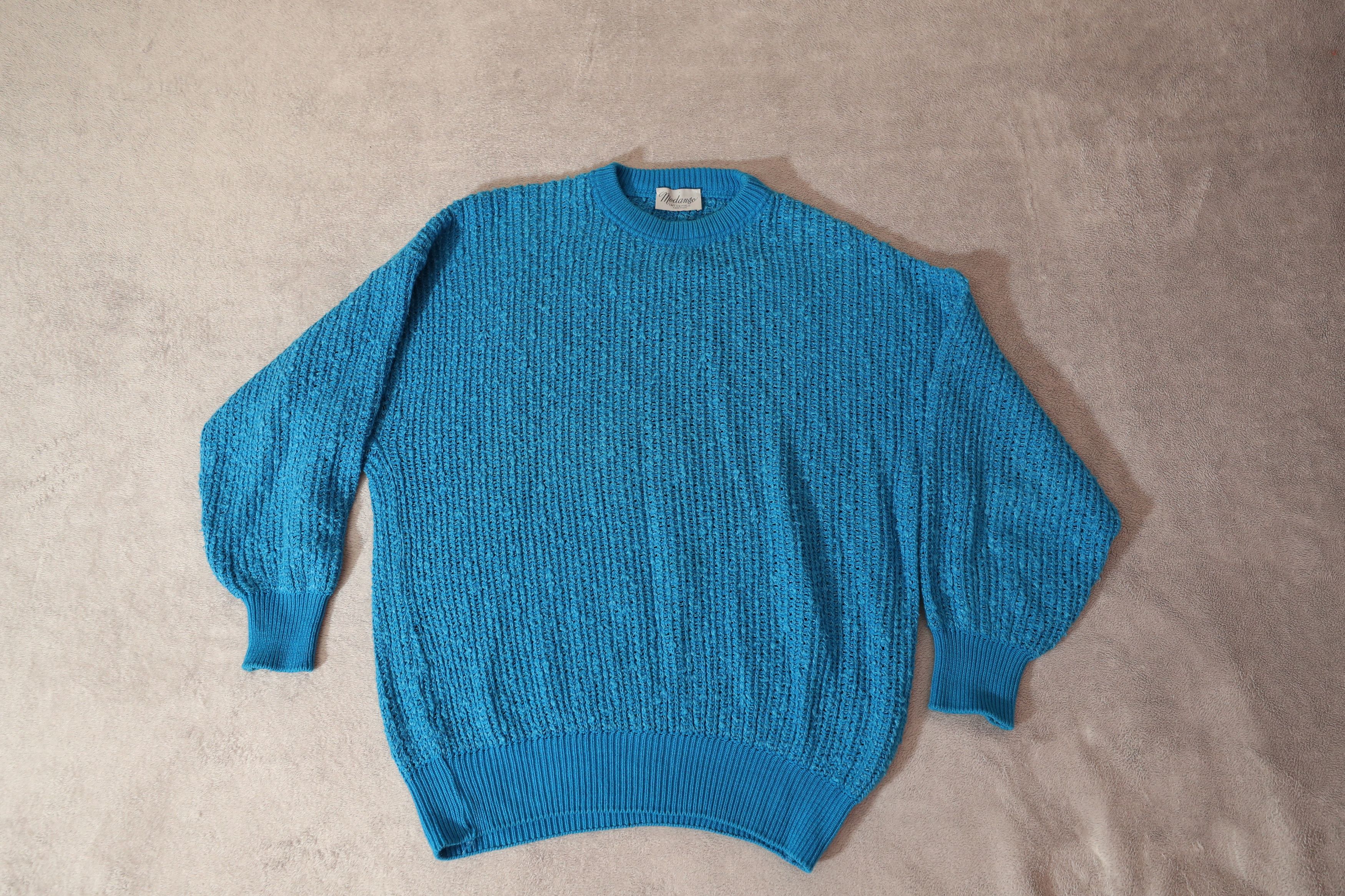Vintage Modango Vintage Blue Knit Sweater (56) Size US XL / EU 56 / 4 - 3 Thumbnail