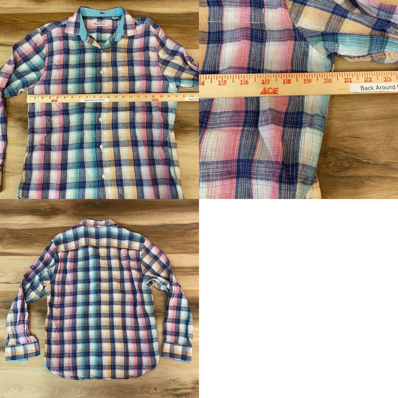 Tommy Bahama Tommy Bahama Linen Shirt Mens Medium Plaid Long Sleeve Button Up Multicolor Shirt Size US M / EU 48-50 / 2 - 8 Thumbnail