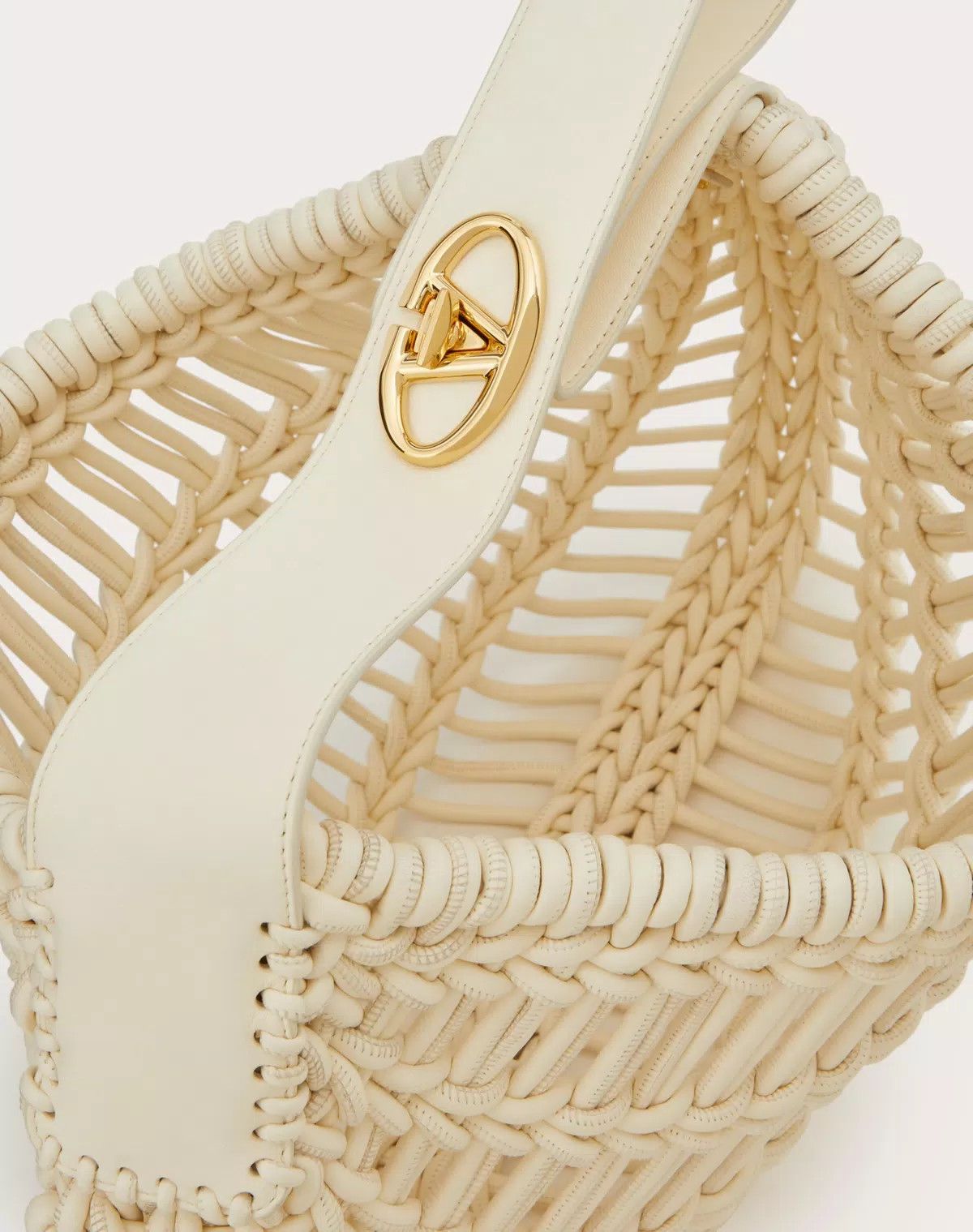 Valentino oc11z0725 Size:OS/Allknots Woven Leather Hobo Bag in White Size ONE SIZE - 7 Thumbnail