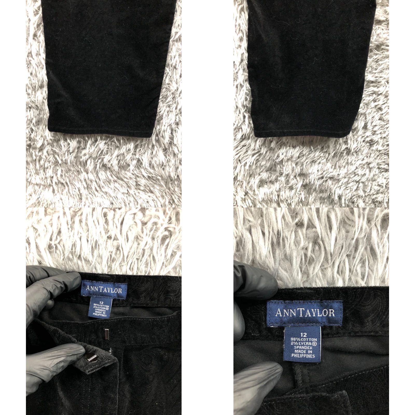 Ann Taylor Ann Taylor Dress Pants Womens 12 Black Paisley Straight Front Hook Eye Mid Rise Regular Inseam 30 Size 34" / US 12 / IT 48 - 8 Thumbnail