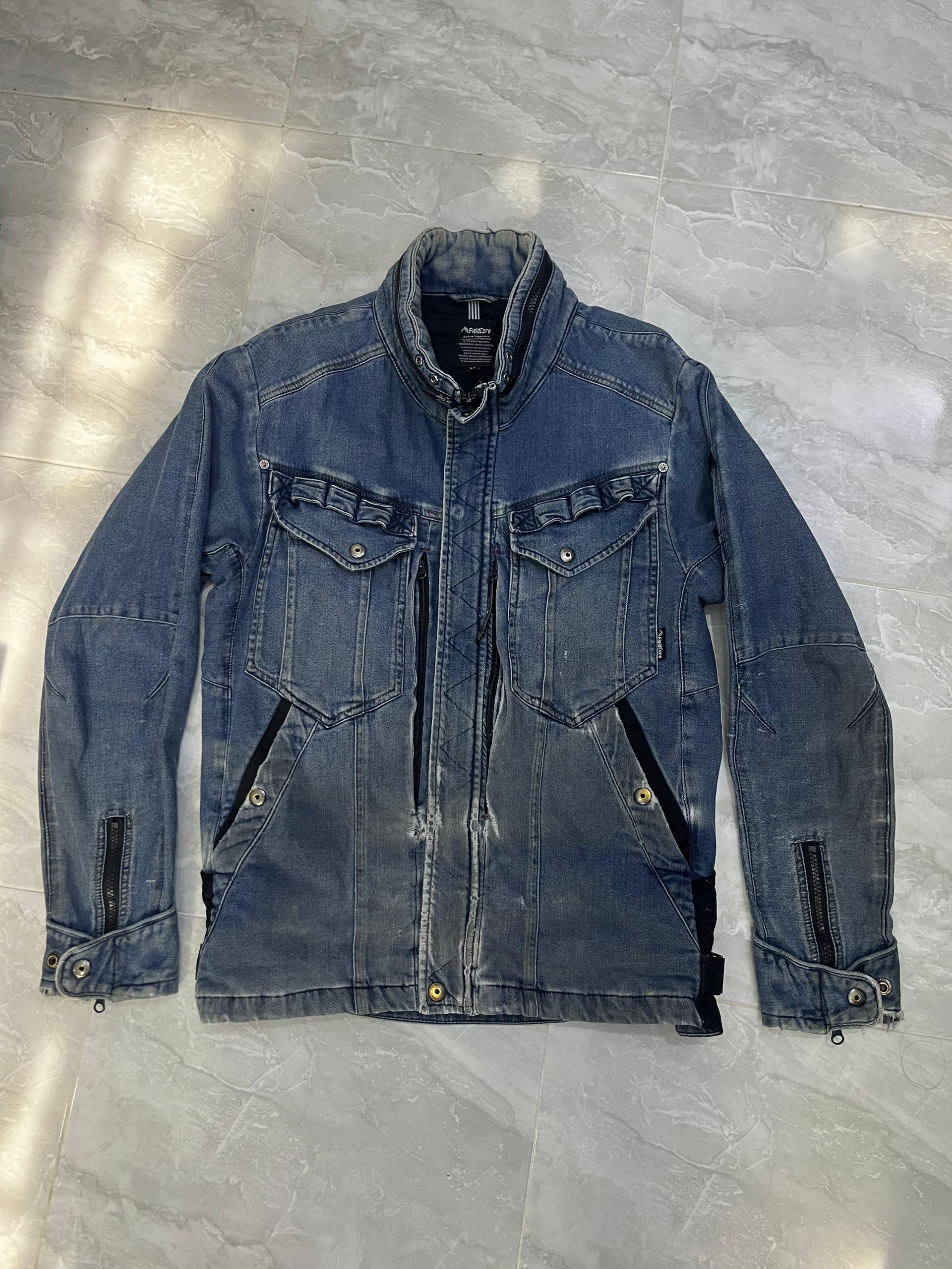 Japanese Brand FieldCore Distressed Workwear Denim Jacket Hidden Hood Size US M / EU 48-50 / 2 - 15 Thumbnail