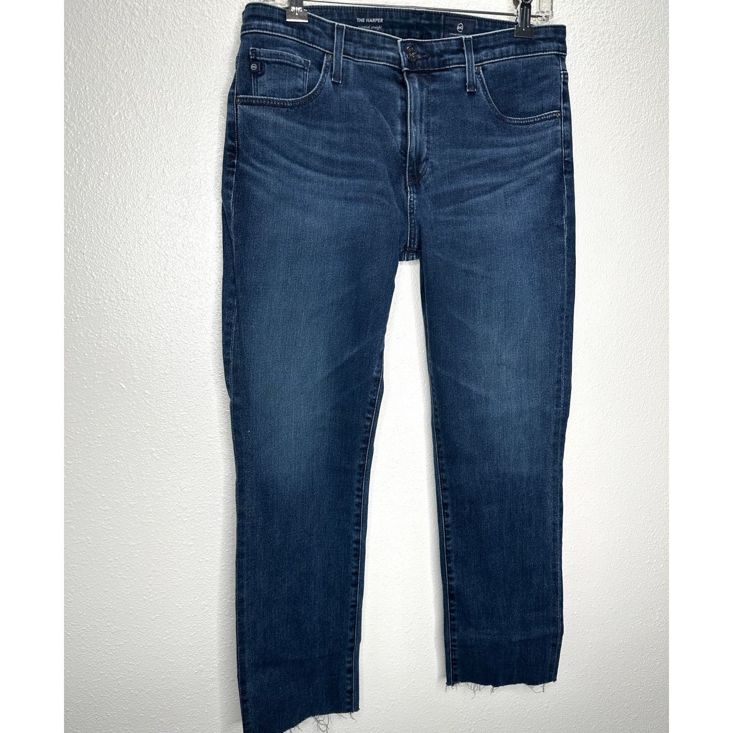 AG Adriano Goldschmied AG Dark Wash The Harper Essential Straight Raw Hem Jeans 29 Size 29" - 2 Thumbnail