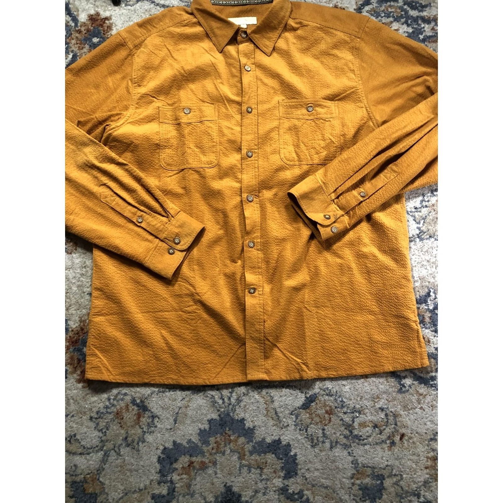 The Territory Ahead Territory Ahead Shirt Mens XL Gold Solid Textured Long Sleeve Button Up Casual Size US XL / EU 56 / 4 - 5 Thumbnail