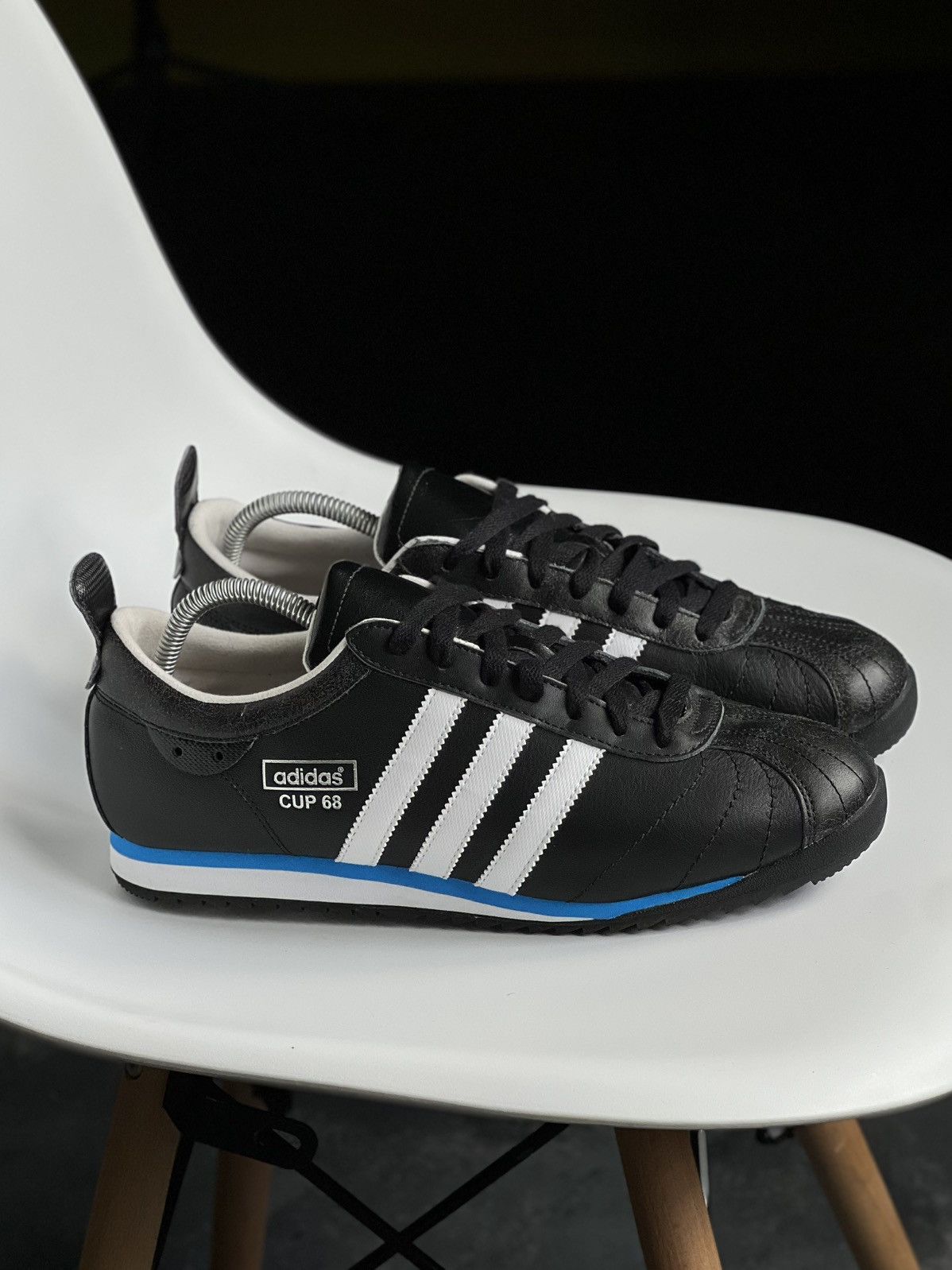 Vintage Adidas Cup 68 Indoor Trainers Black White Blue Y2K Size US 10.5 / EU 43-44 - 5 Thumbnail