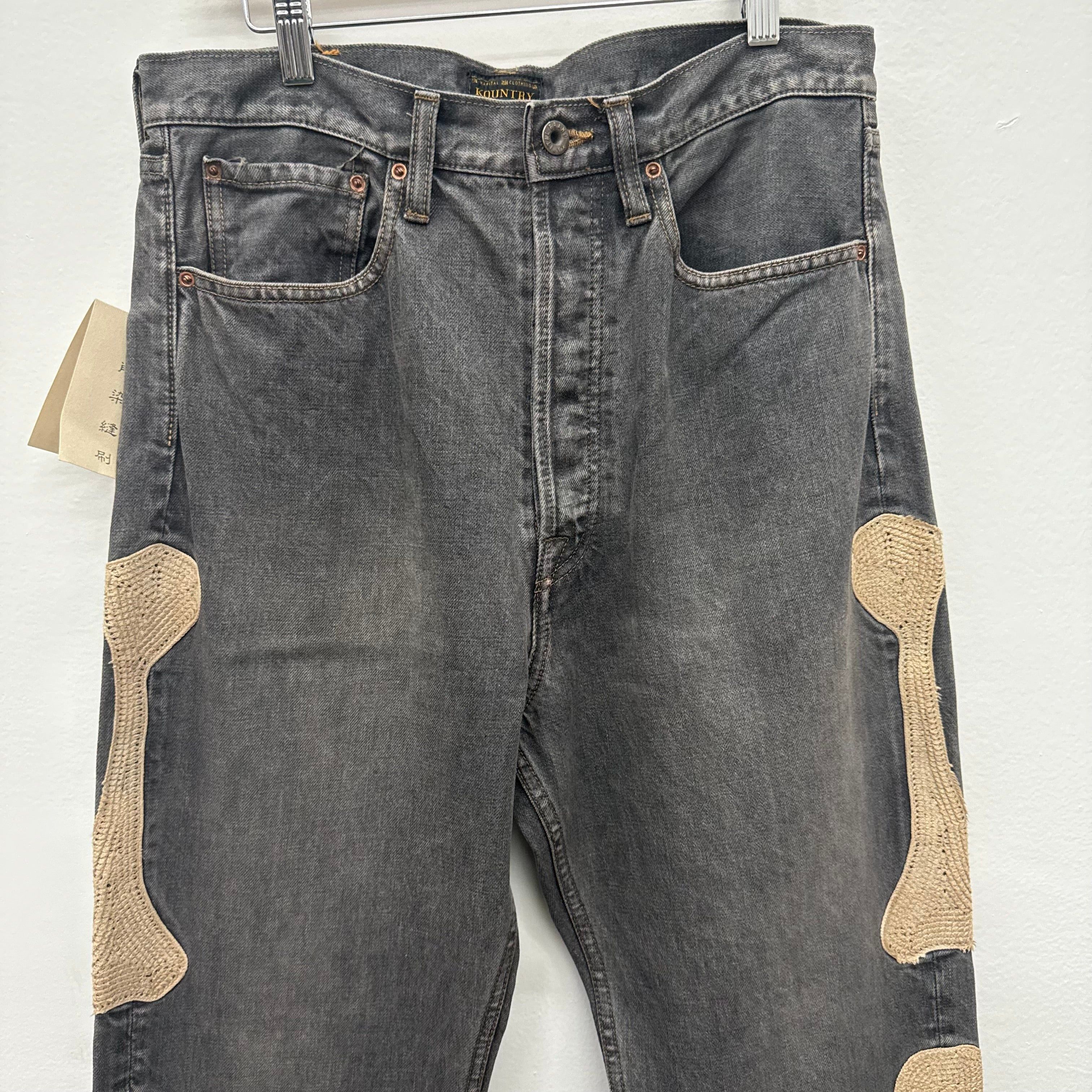 Kapital Kapital Grey Bones Denim Pants - Size 32 Size US 32 / EU 48 - 3 Thumbnail