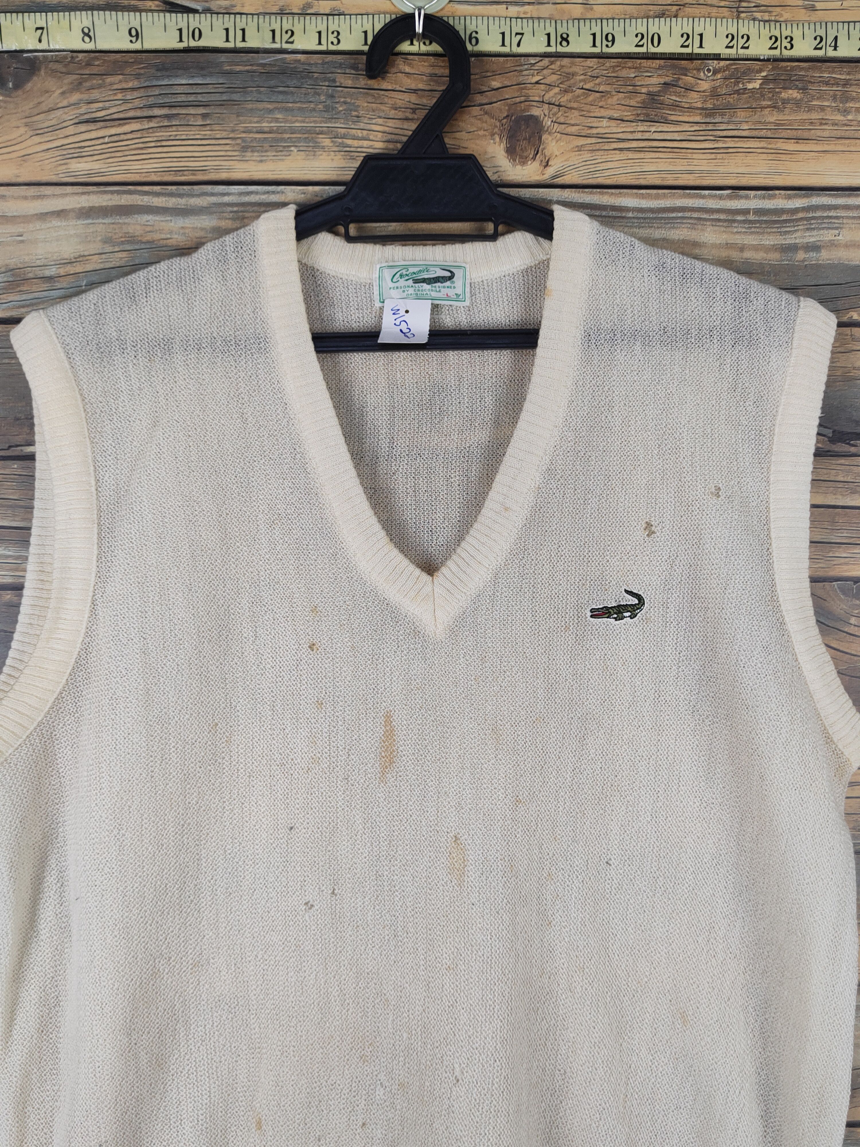 Vintage Crocodie Cream Crochet Meshnet Knitwear Vests #W1522 Size US M / EU 48-50 / 2 - 2 Thumbnail
