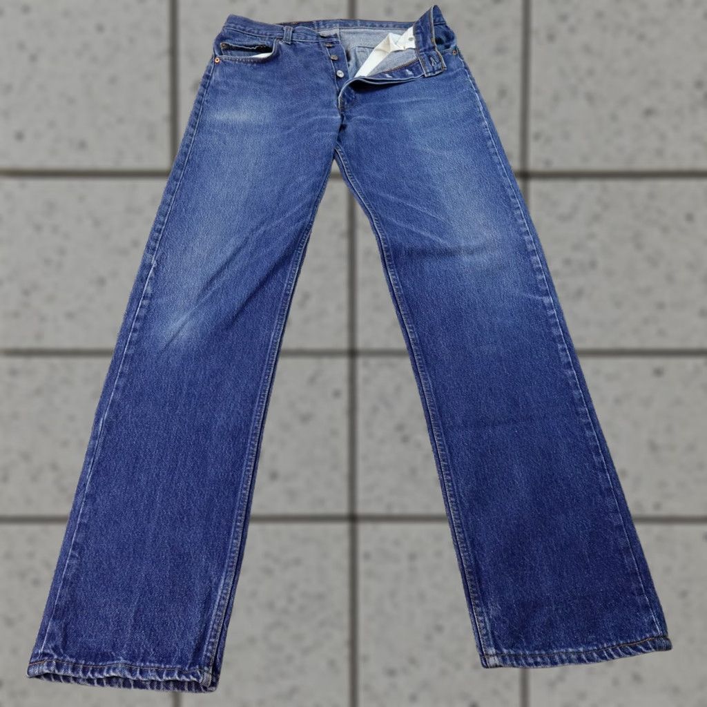 Levi's Levi's 501 Jeans Mens 32x35 Dark Blue Denim Button Fly Straight 5-Pocket Cotton Regular Jeans Mens Welcome 90s Grunge Logo USA Fade VTG Size US 32 / EU 48 - 1 Thumbnail