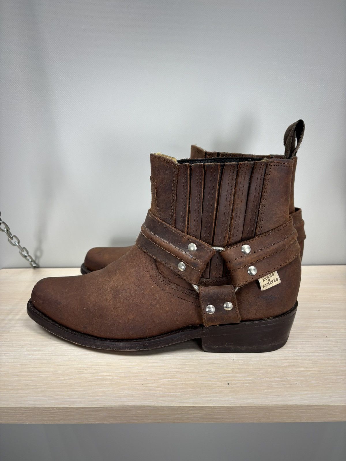 Stars & Stripes Mens leather boots Stars Stripes Size 39 Color Brown Size US 6.5 / EU 39-40 - 7 Thumbnail