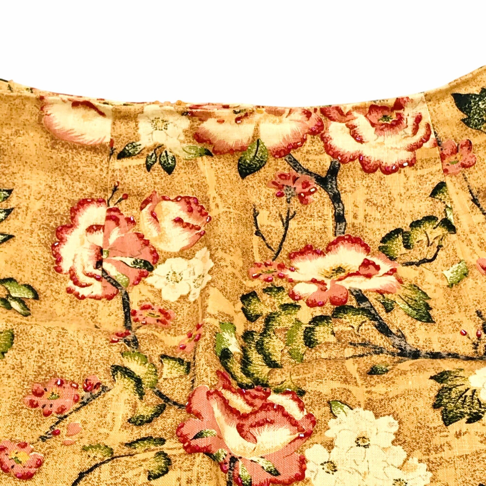 Other Jade by Melody Tam Linen Beaded Floral Mini Skirt Size 6 Mu Size 28" / US 6 / IT 42 - 3 Thumbnail