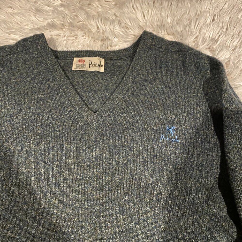 Pringle Of Scotland Vintage Pringle of Scotland Gray Golf Sports V Neck Sweater Size US L / EU 52-54 / 3 - 6 Thumbnail