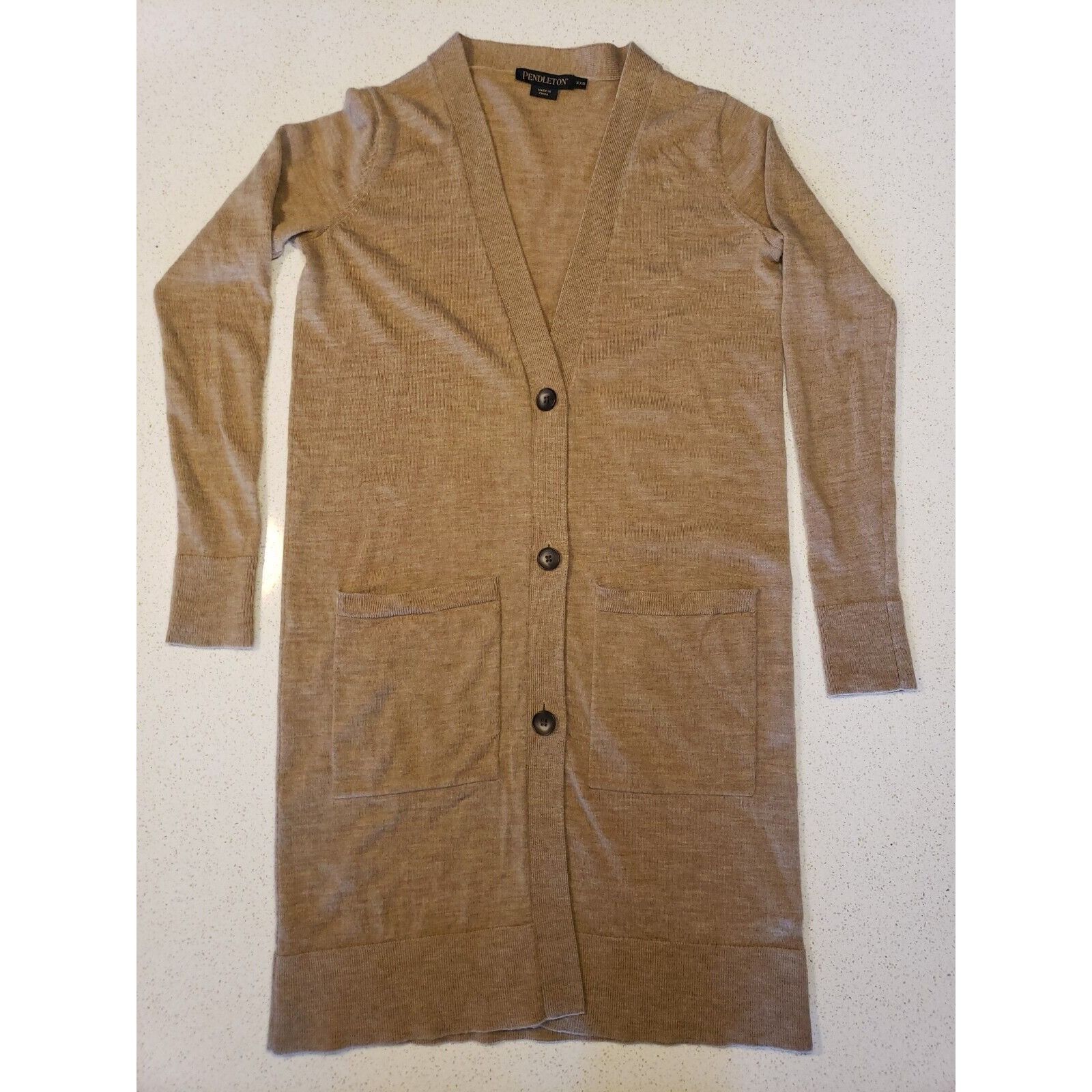 Pendleton Merino Sweater Womens XXS Beige Long Cardigan Dust