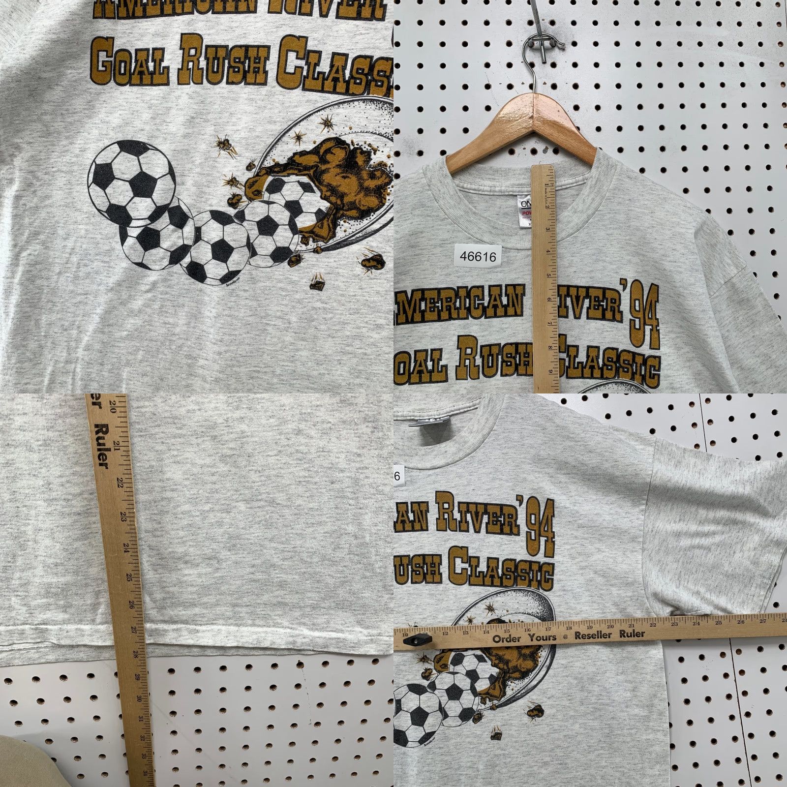Vintage VINTAGE Oneita Gray T-Shirt Mens XL Soccer Goal Shirt 90s USA 90s Single Stitch Cotton Size US XL / EU 56 / 4 - 8 Thumbnail