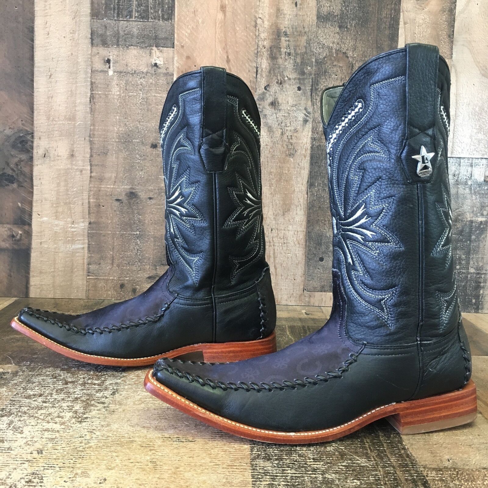 Vintage Los Altos Pointed Toe Western Black Cowboy Boots Mens 8.5 EE Size US 8.5 / EU 41-42 - 10 Thumbnail
