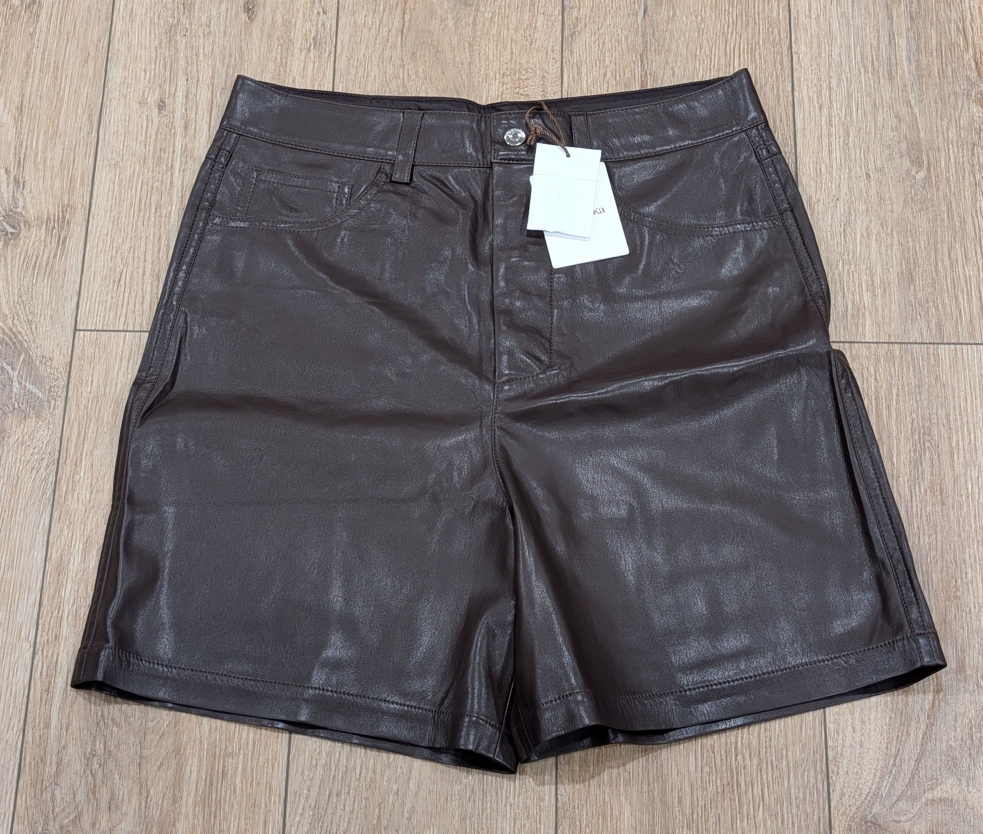 Nanushka NANUSKA "Novan" Leather Shorts Coffee Brown Medium Size US 32 / EU 48 - 1 Thumbnail