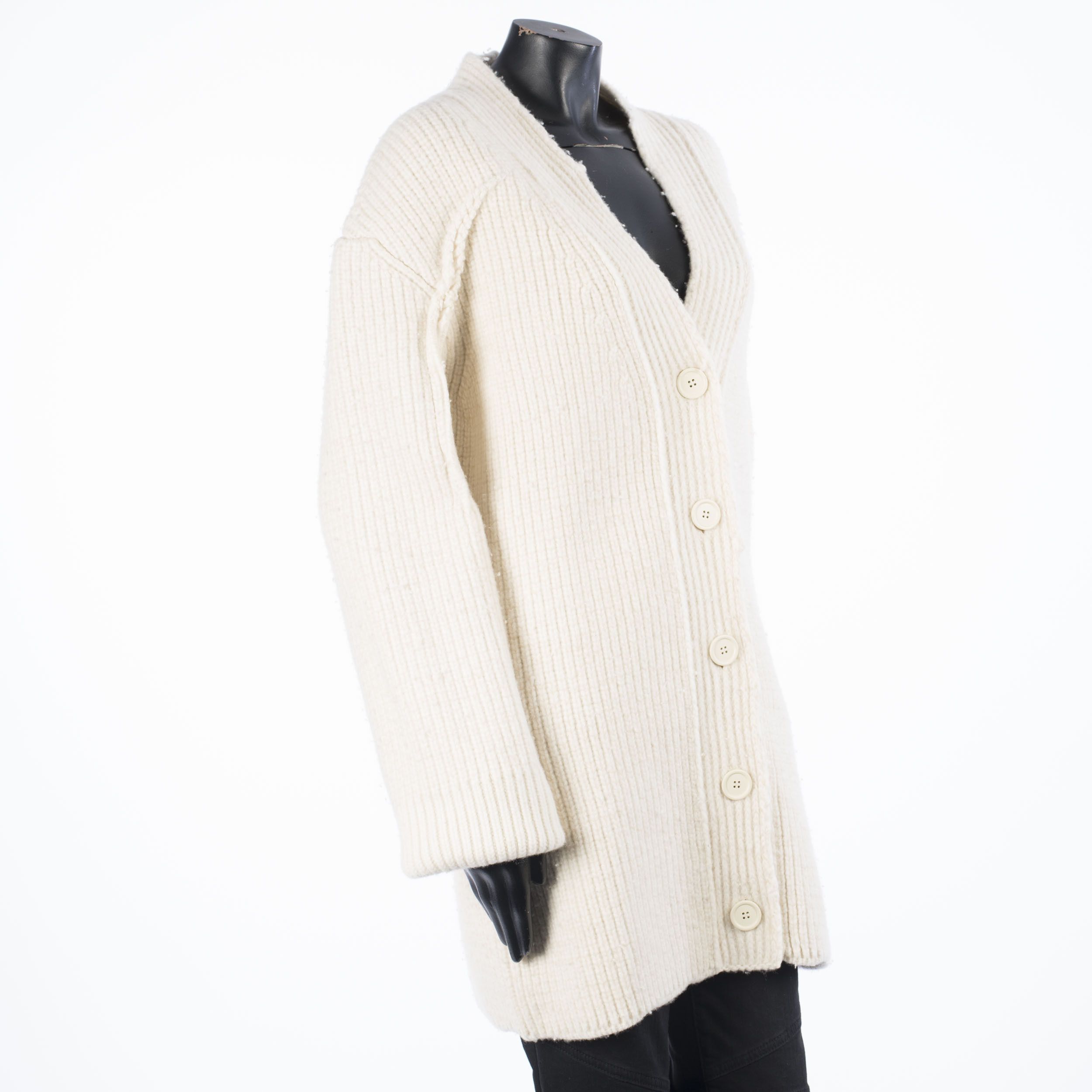 Bottega Veneta Oversized Cardigan in Thick Felted Ribbed Knit Cashmere Size XS / US 0-2 / IT 36-38 - 8 Thumbnail