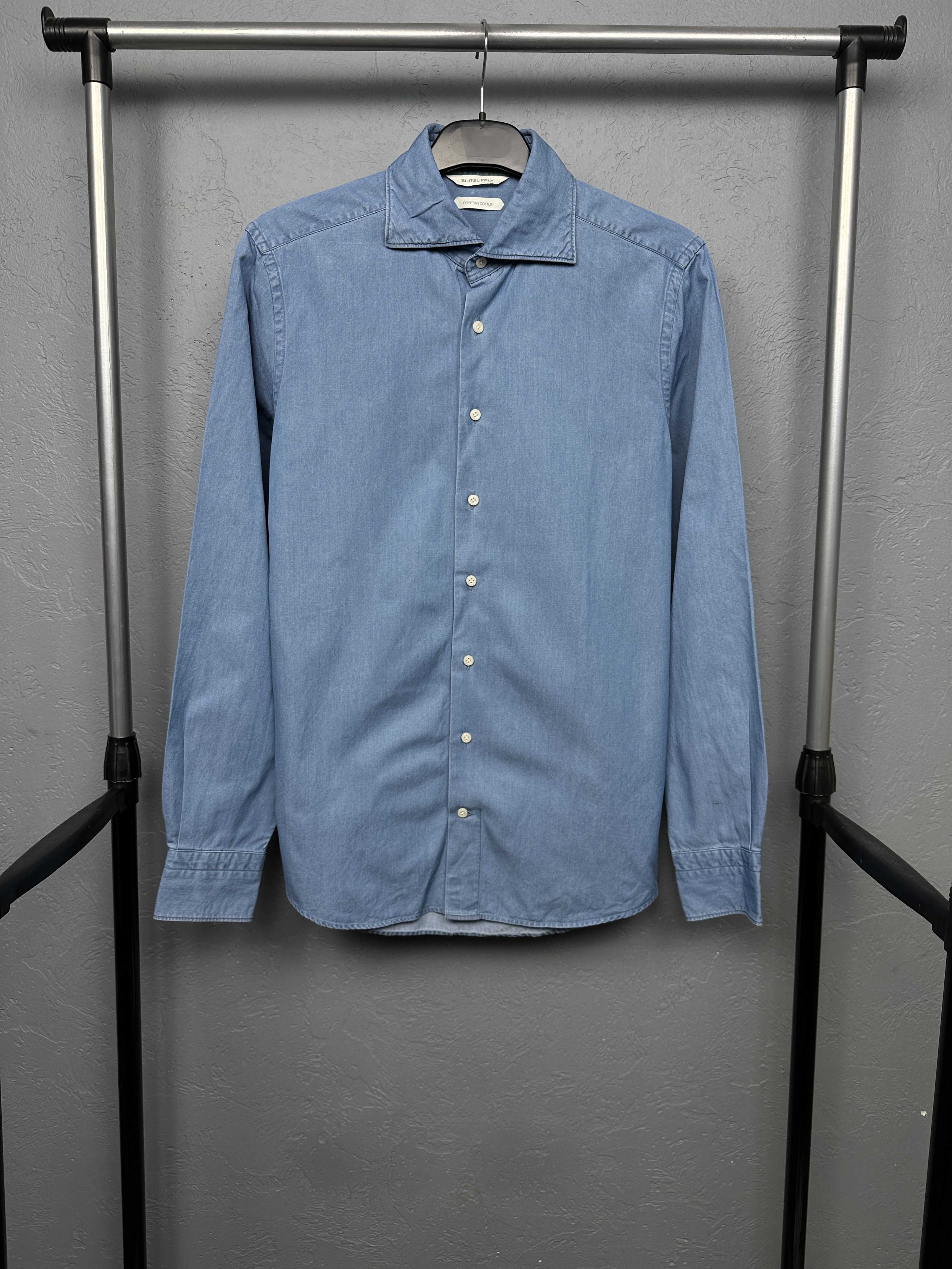 Suitsupply Suitsupply Egyptian Cotton Mens Long Sleeve Shirt Slim Fit Size US M / EU 48-50 / 2 - 1 Thumbnail