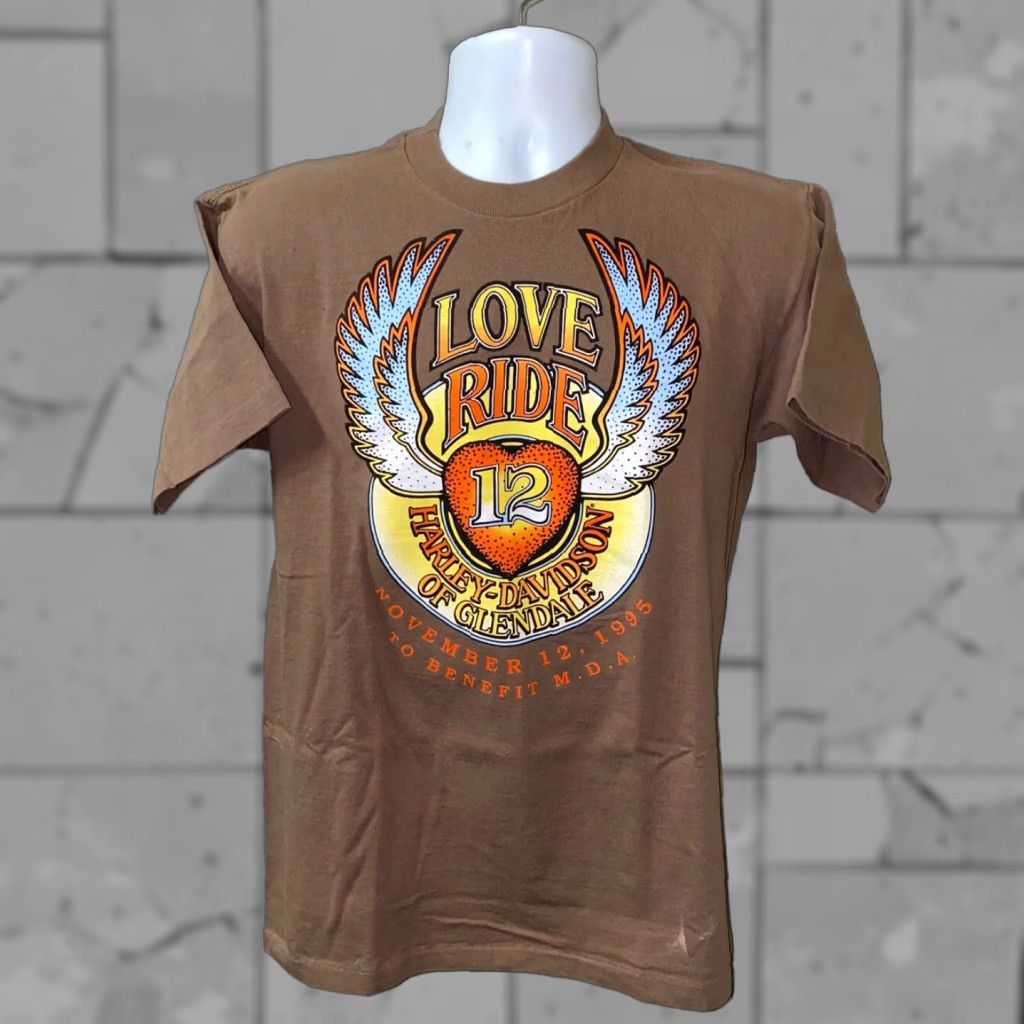 Harley Davidson VINTAGE Harley-Davidson T-Shirt Mens Brown Size M Graphic Hard Ride Short Sleeve Cotton Shirt Men Size US M / EU 48-50 / 2 - 1 Thumbnail
