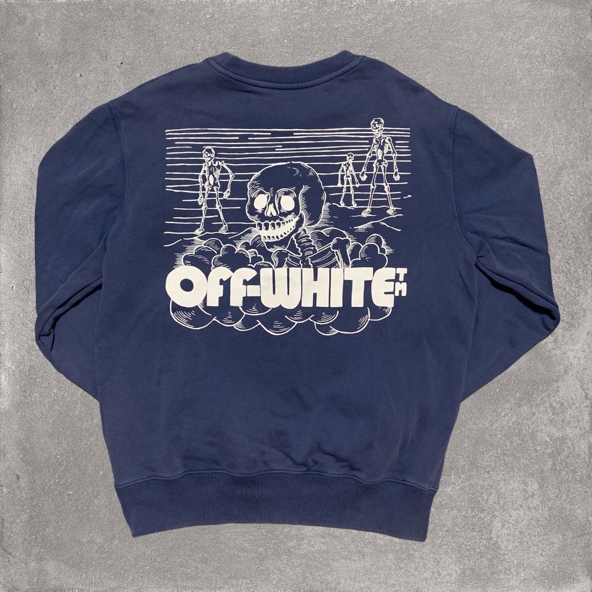 Off White Small Skull Skeleton Blue Sweatshirt Crewneck