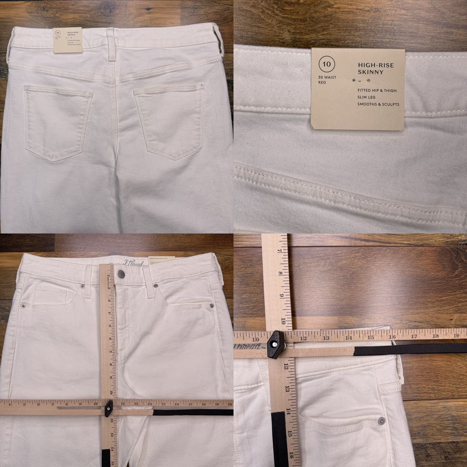 Vintage Universal Thread White High Rise Skinny Jeans 10 30R Stretch Denim Women's Jeans Slim 5-Pocket Size 32" / US 10 / IT 46 - 8 Thumbnail