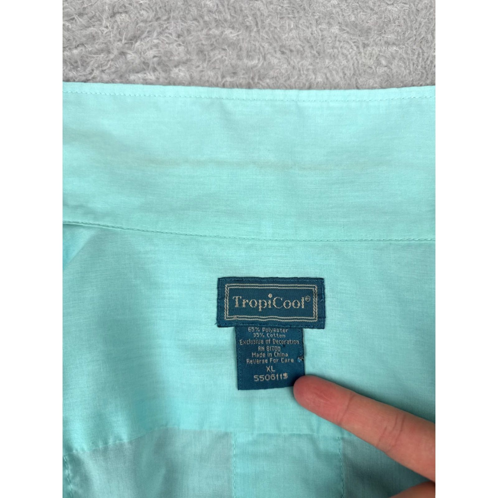 Vintage Tropicool Guayabera Shirt Men XL Blue 4 Pocket Short Sleeve Polyester Blend Button-Up Casual Aloha Beach Hawaiian Vacation Resort Mens Size US XL / EU 56 / 4 - 5 Thumbnail