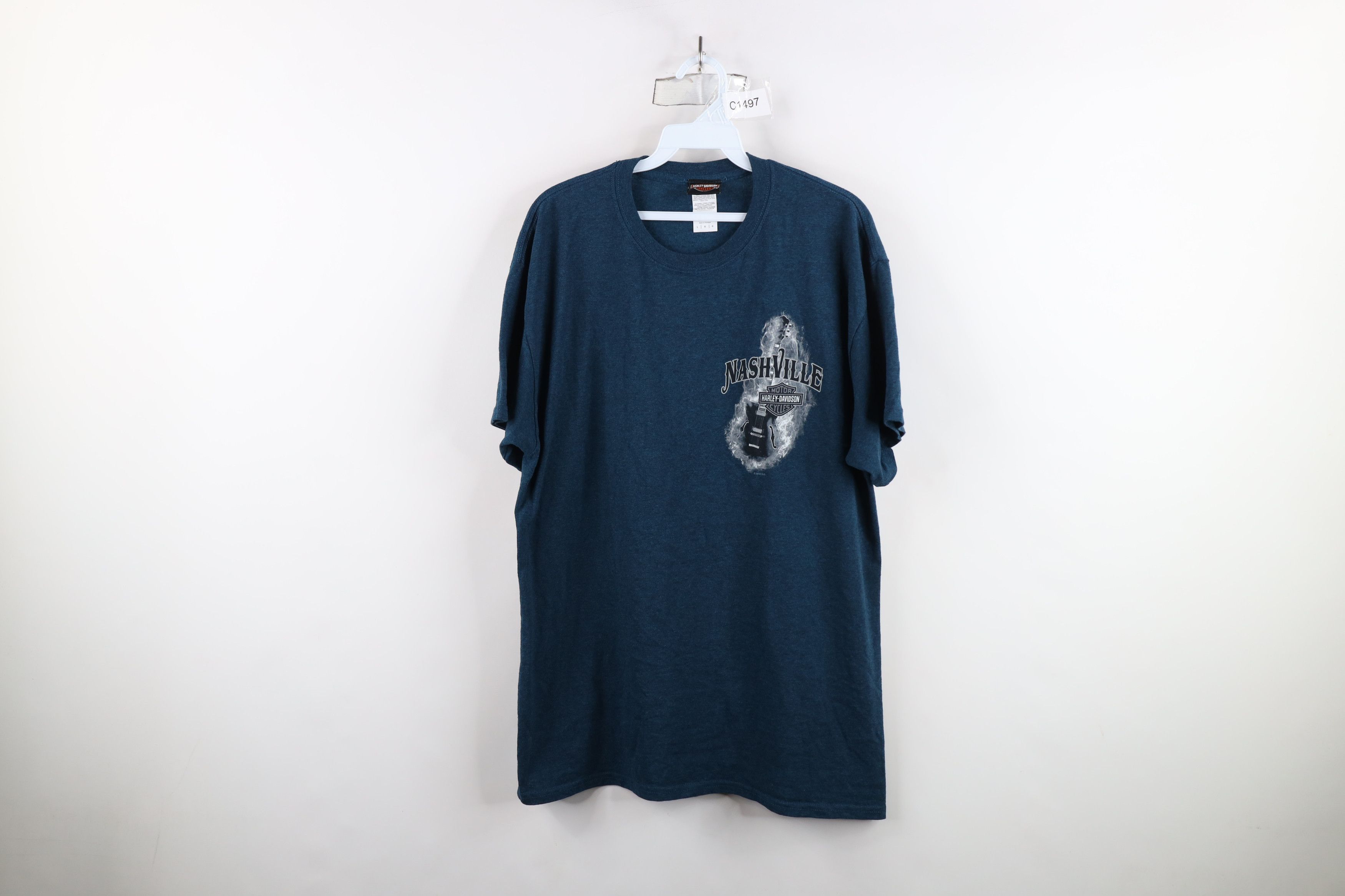 Harley Davidson × Vintage Vintage Y2K Harley Davidson Guitar Fire Flames Skull T-Shirt Size US L / EU 52-54 / 3 - 1 Thumbnail