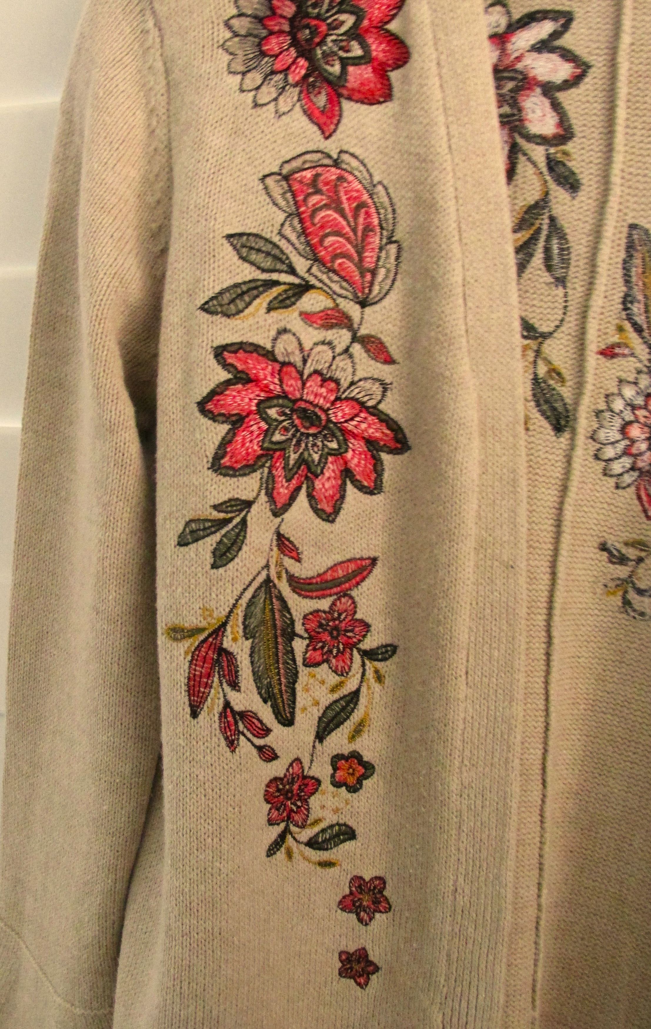 Style & Co Style & Co. Embroidered Open Front Cardigan Sweater Size PM Size M / US 6-8 / IT 42-44 - 3 Thumbnail