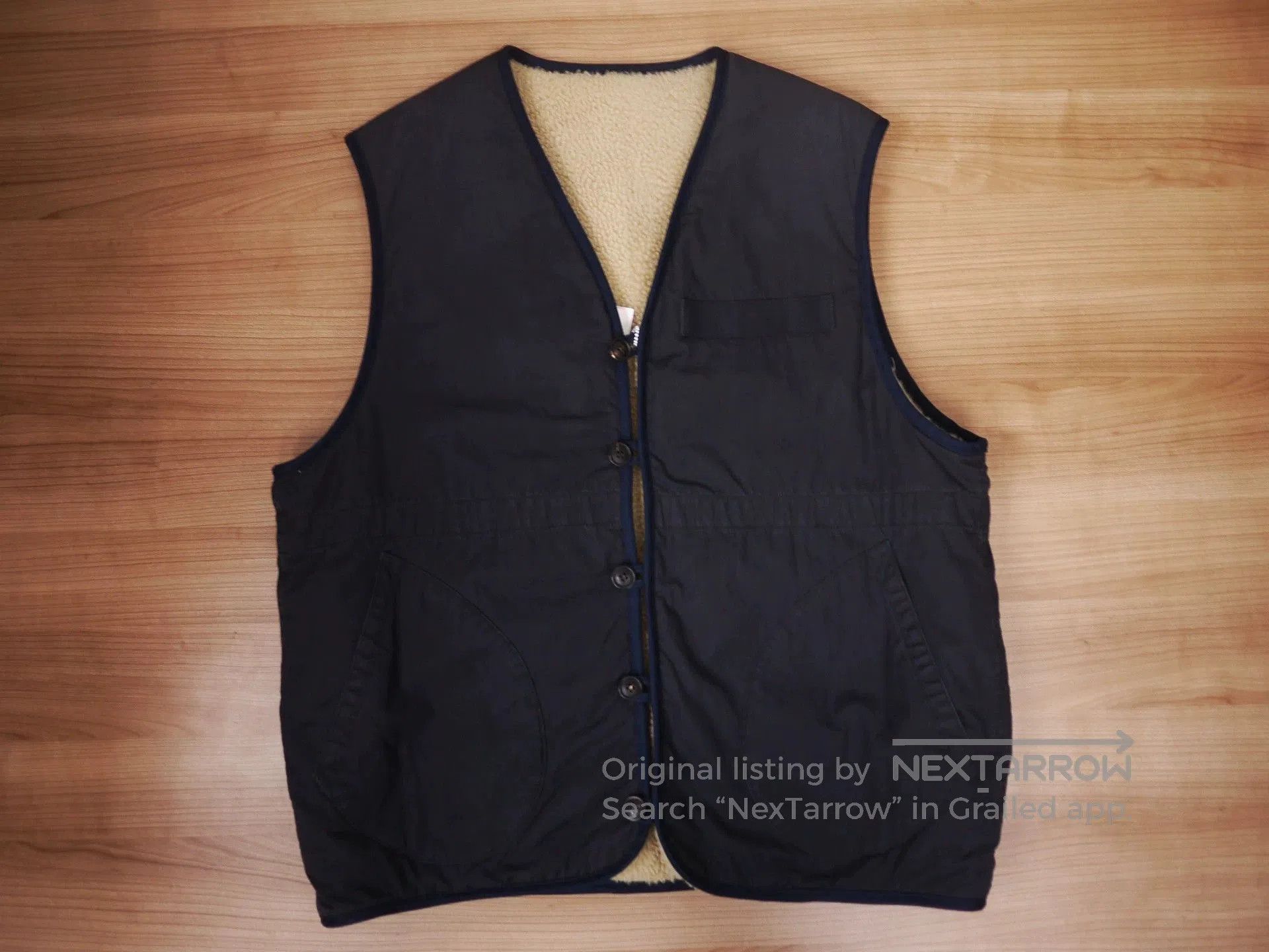 Visvim Blue XL Quilted Sherpa-Lined Vest. Size US XL / EU 56 / 4 - 1 Thumbnail