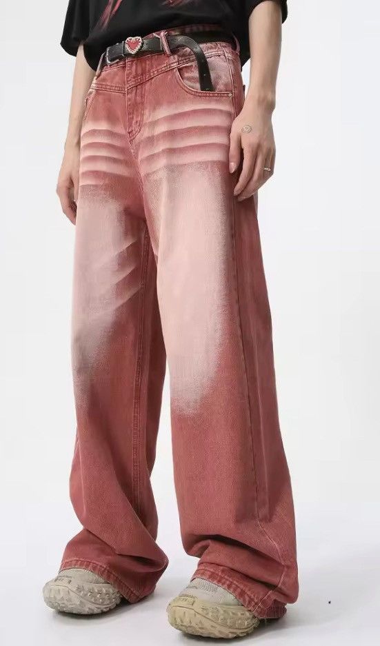 Japanese Brand Retro straight leg wide leg high street jeans Size US 33 - 8 Thumbnail