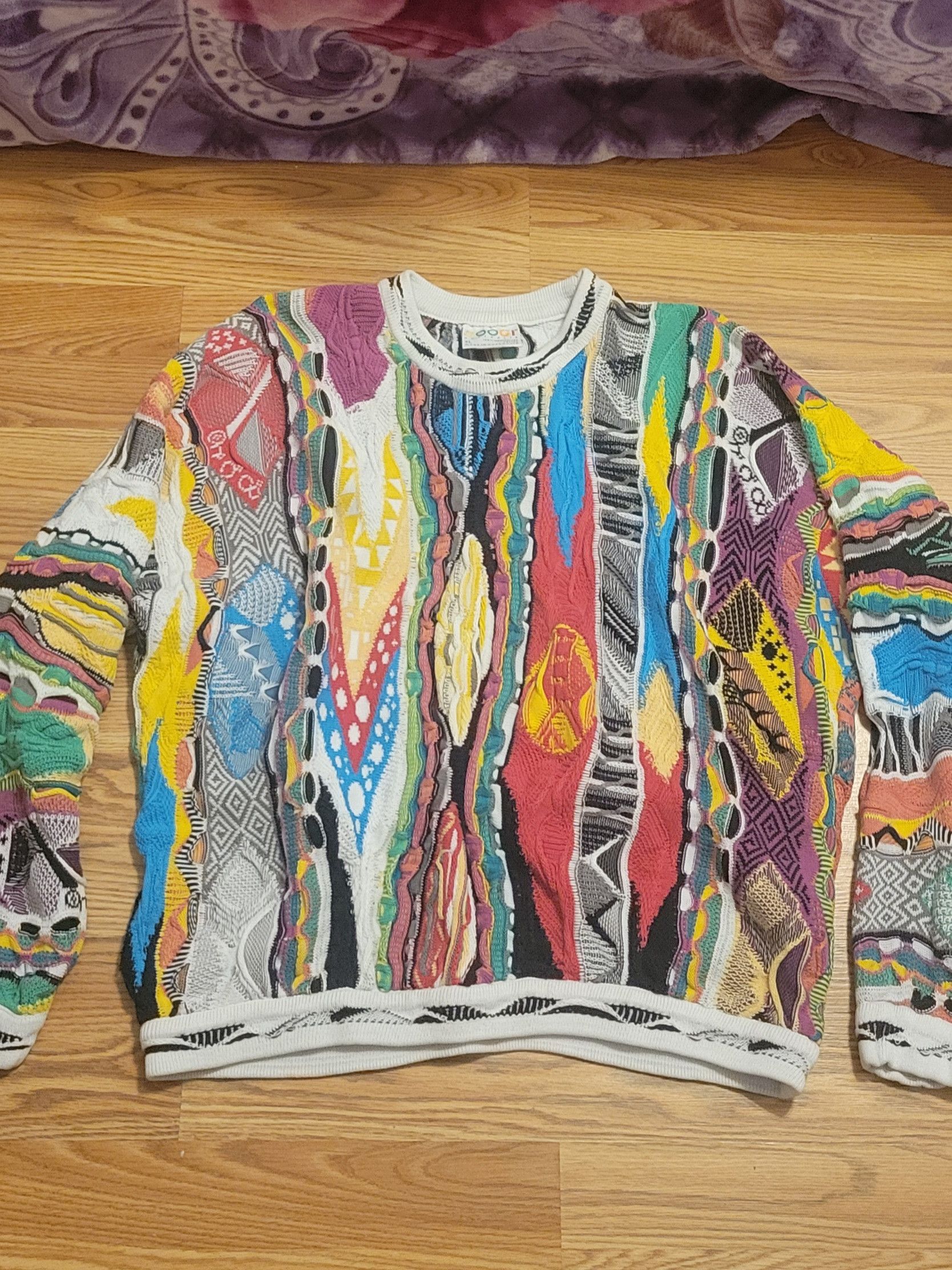 Vintage Coogi Sweater 3D Knit Crazy Multicolor